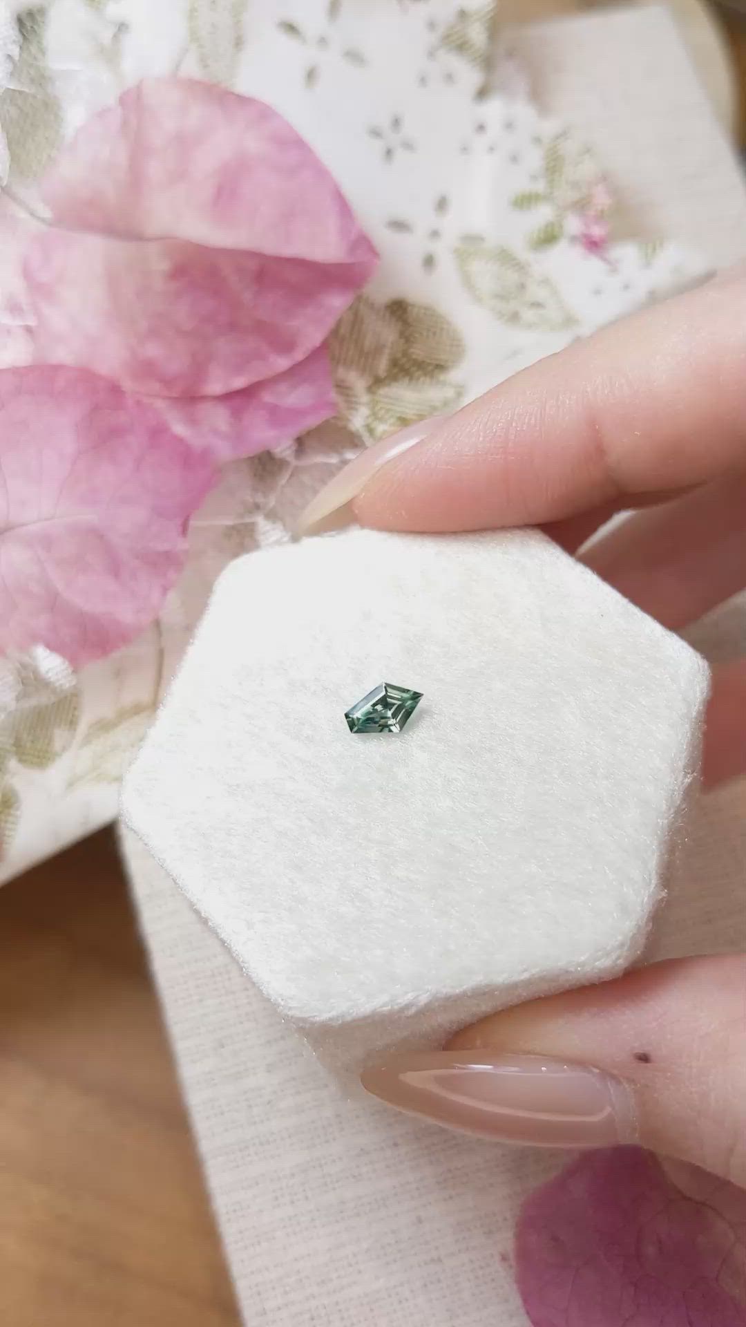 0.46 Ct. Bluish Green Sapphire from Montana Size Video