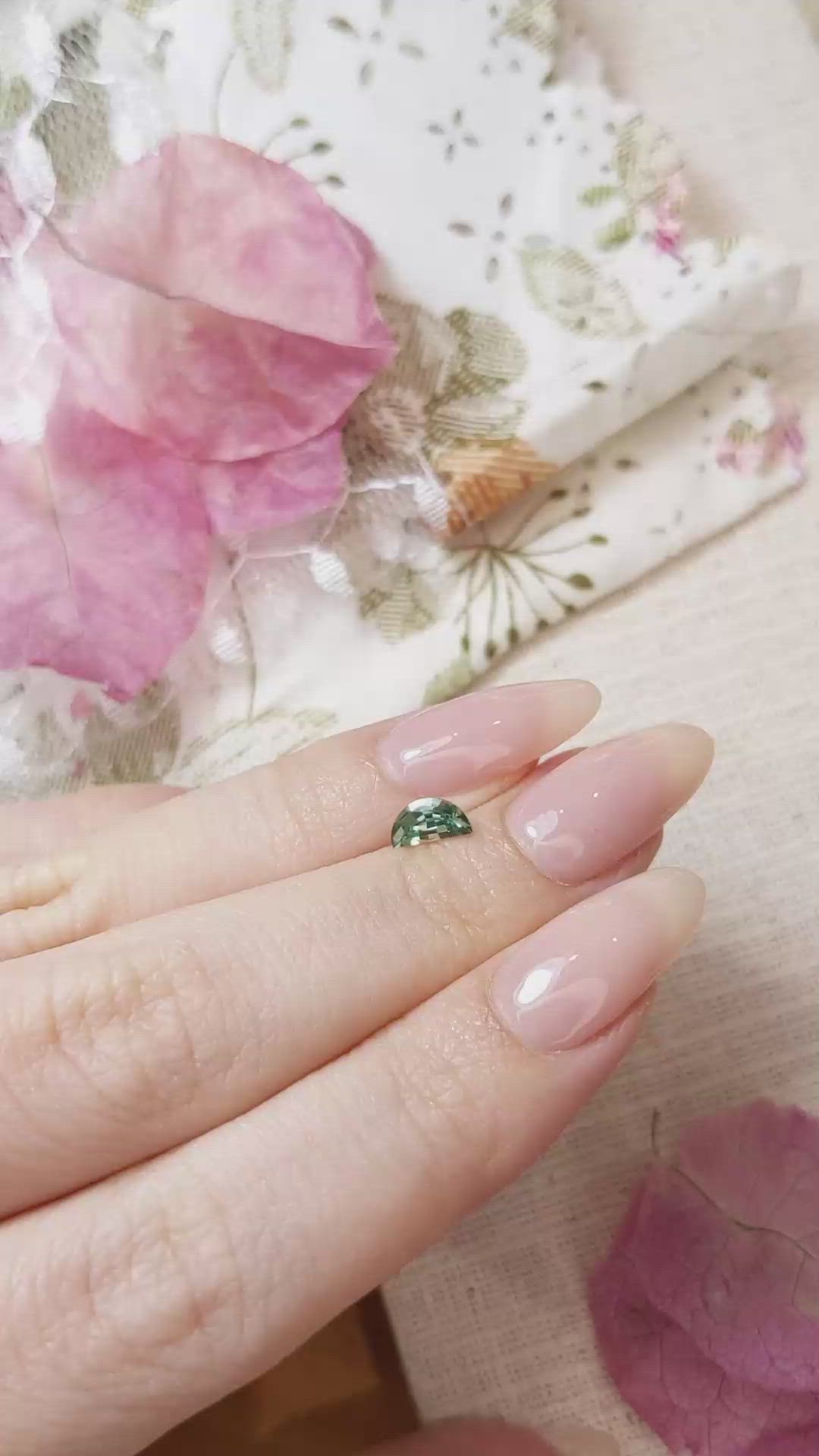 0.56 Ct. Green Sapphire from Montana Size Video