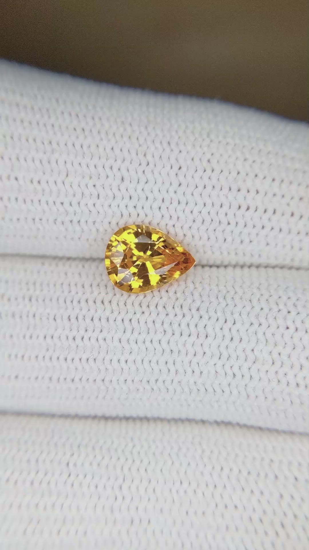 1.73 Ct. Orange Sapphire from Ceylon (Sri Lanka) Size Video