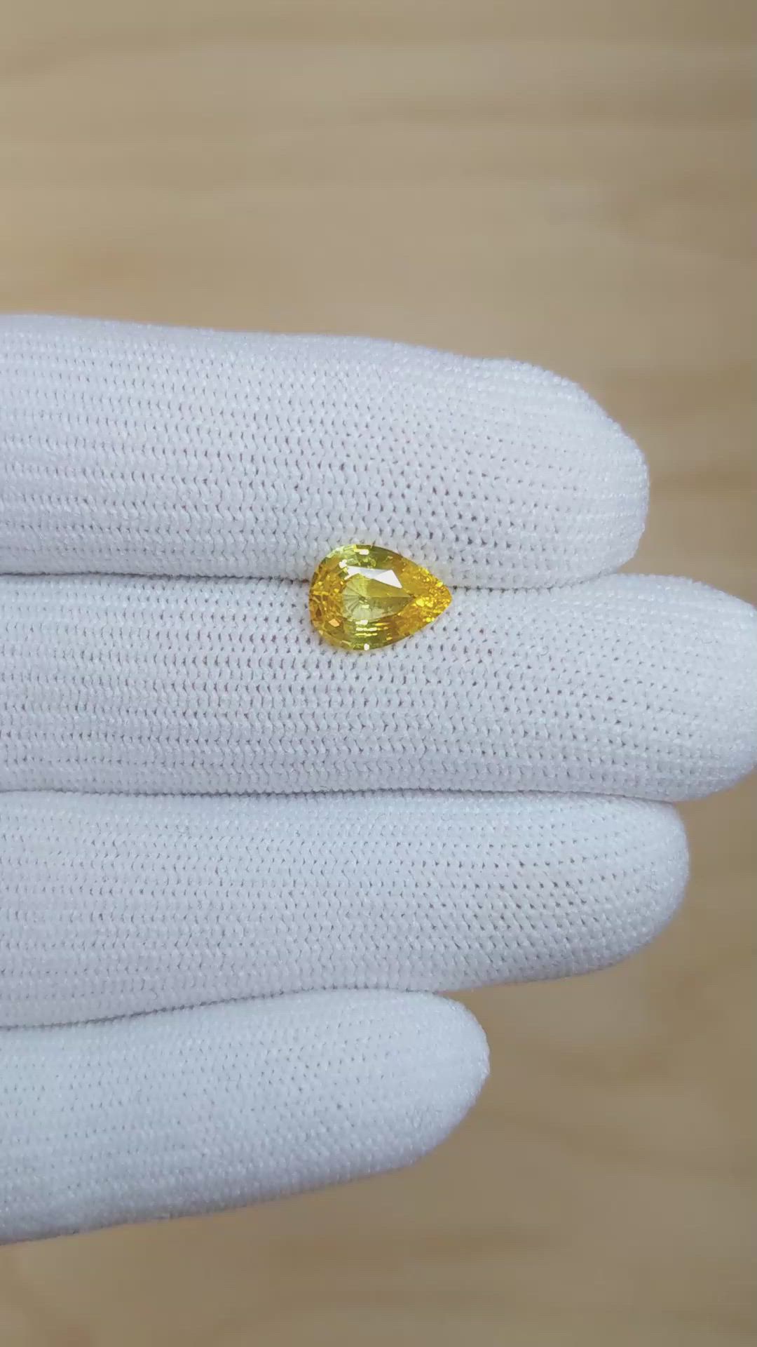 2.00 Ct. Orangish Yellow Sapphire from Ceylon (Sri Lanka) Size Video
