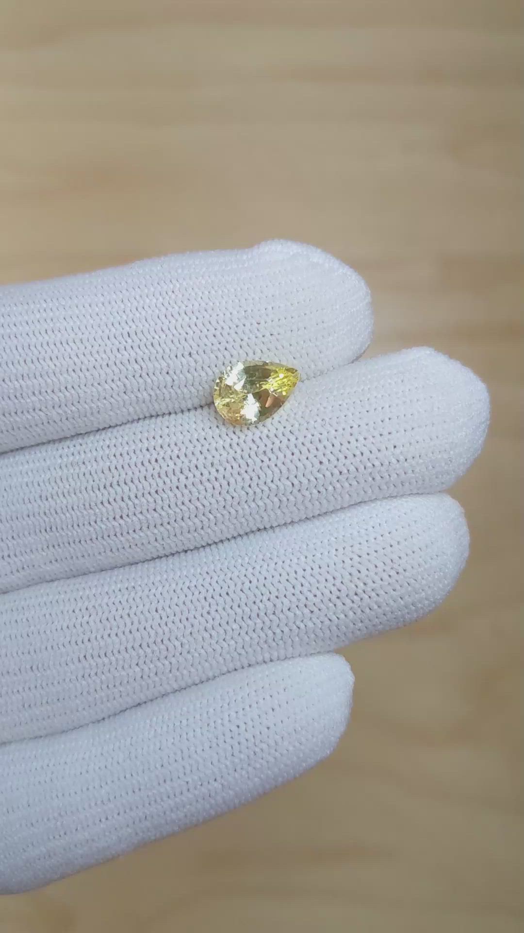2.13 Ct. Yellow Sapphire from Ceylon (Sri Lanka) Size Video