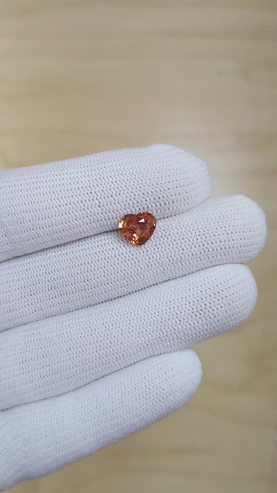 1.50 Ct. Orange Sapphire from Ceylon (Sri Lanka) Size Video