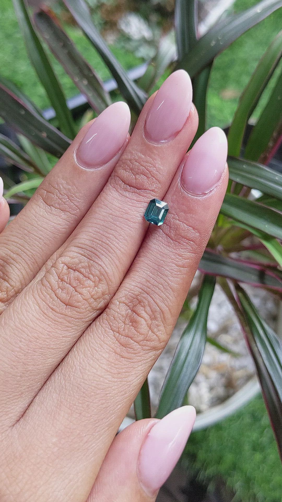 0.95 Ct. Bluish Green Sapphire from Madagascar Size Video