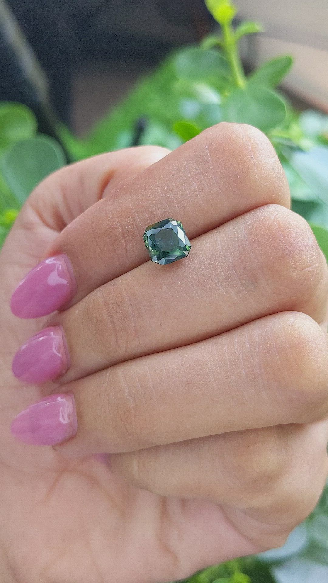 2.76 Ct. Bluish Green Sapphire from Africa Size Video