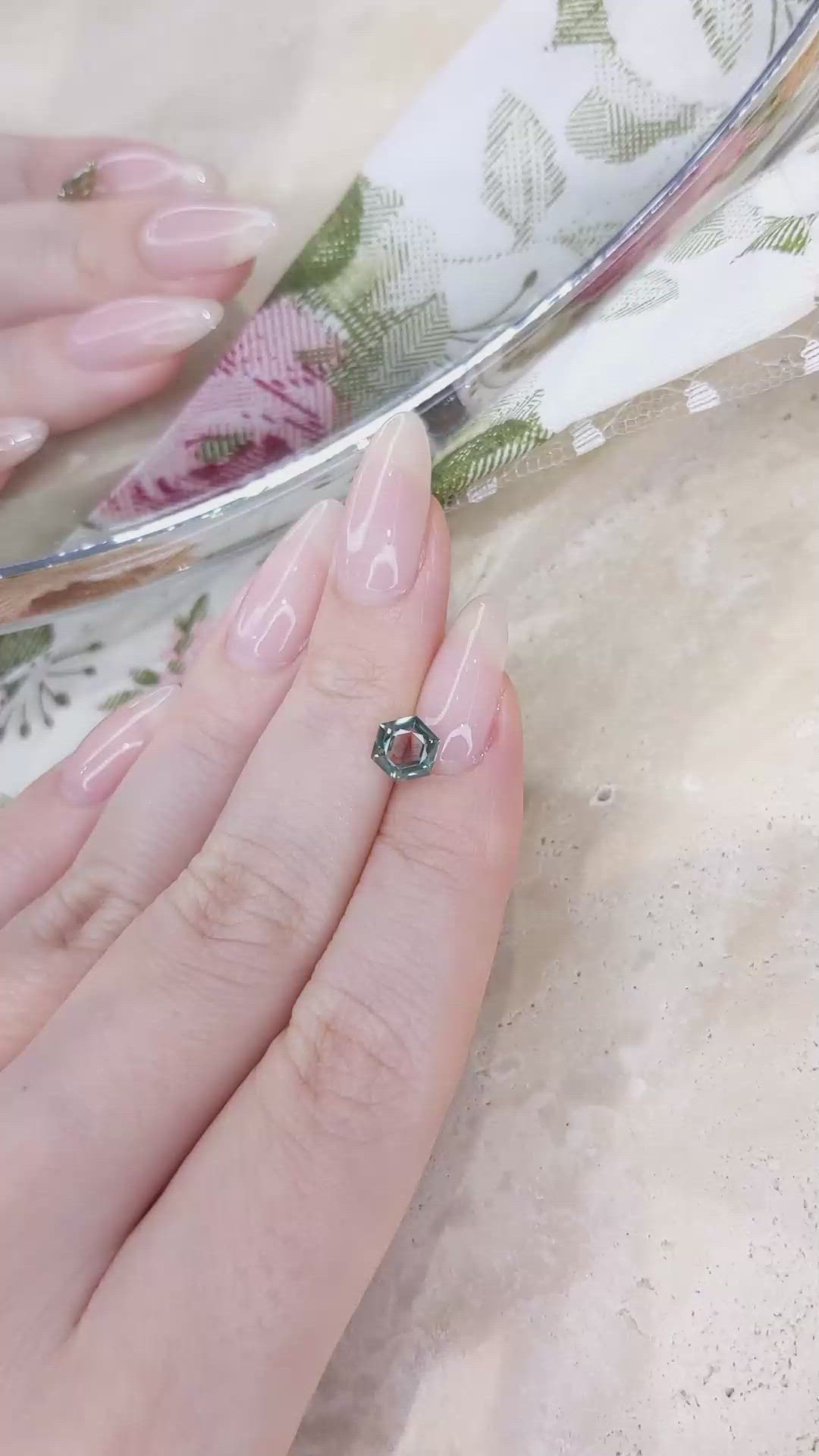 1.13 Ct. Bluish Green Sapphire from Montana Size Video