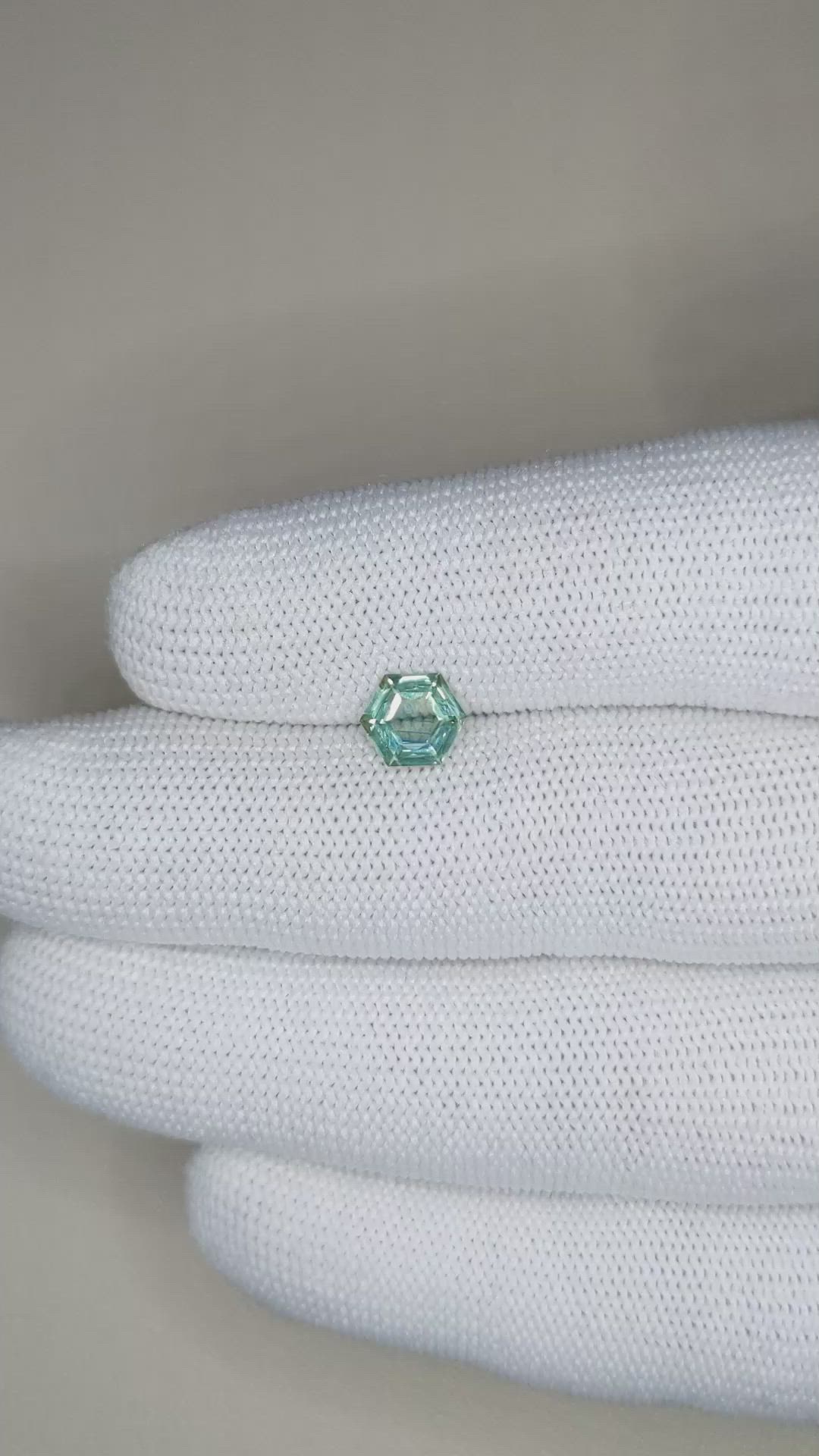 1.13 Ct. Bluish Green Sapphire from Montana Size Video