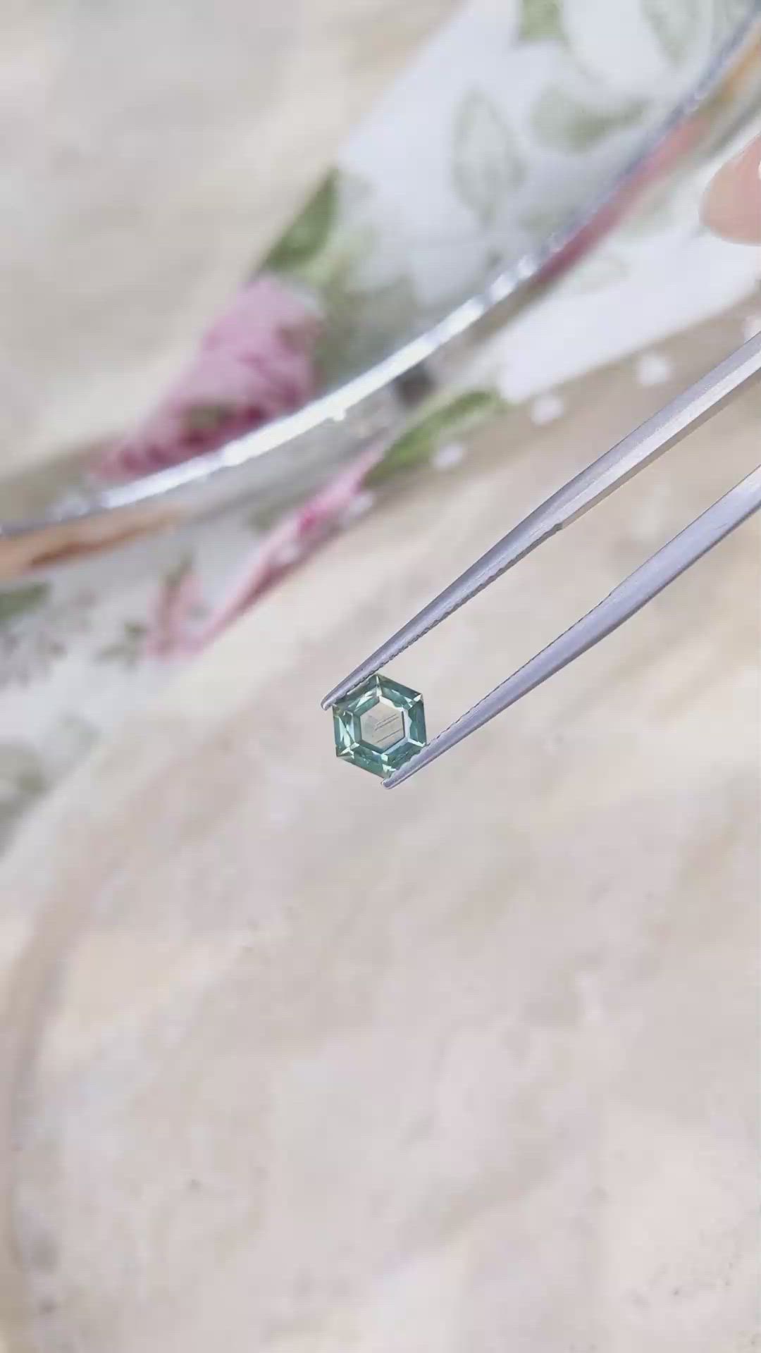 1.13 Ct. Bluish Green Sapphire from Montana Size Video