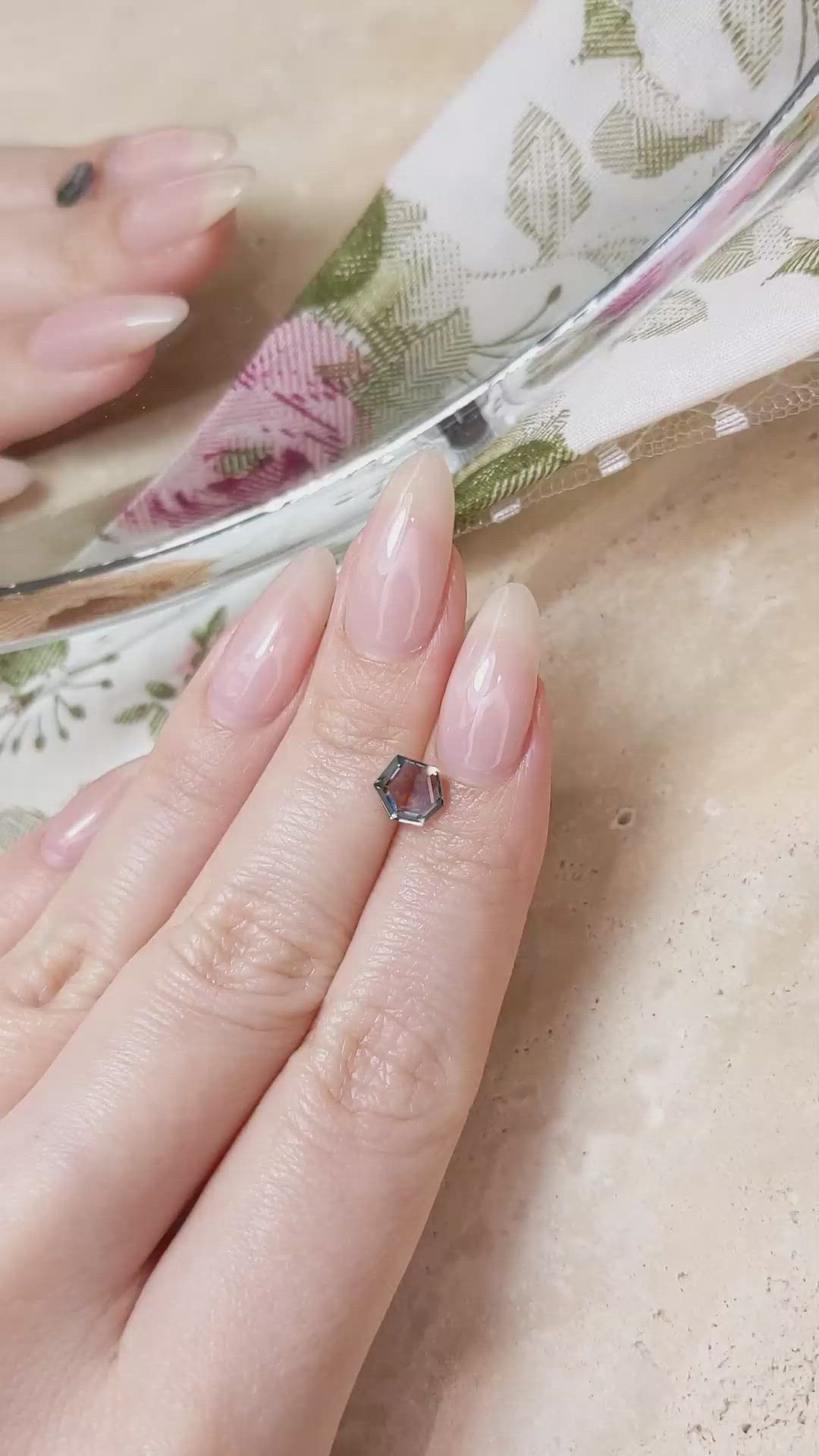 1.32 Ct. Greenish Blue Sapphire from Montana Size Video
