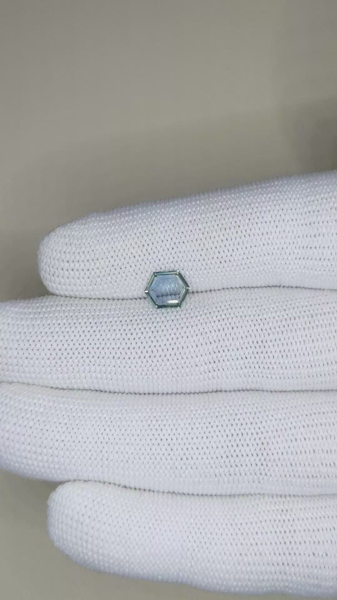 1.13 Ct. Bluish Green Sapphire from Montana Size Video