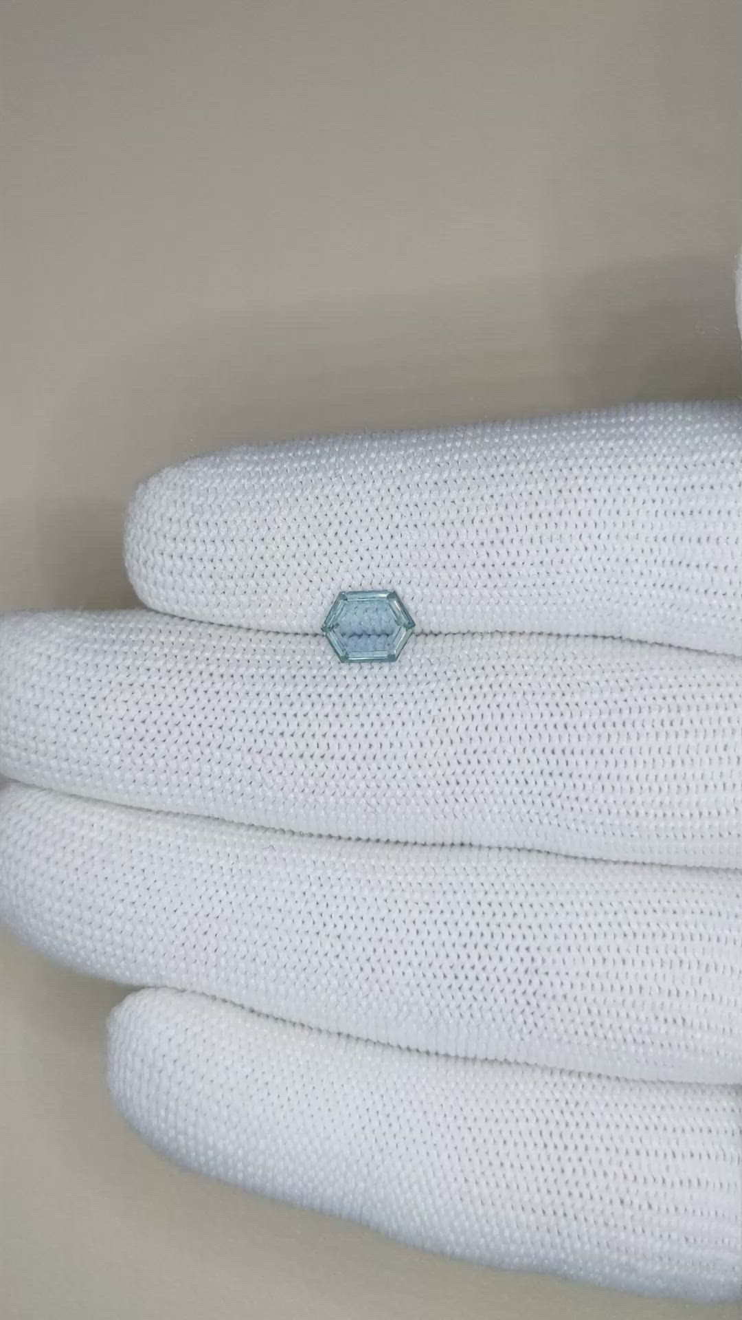 1.02 Ct. Bluish Green Sapphire from Montana Size Video
