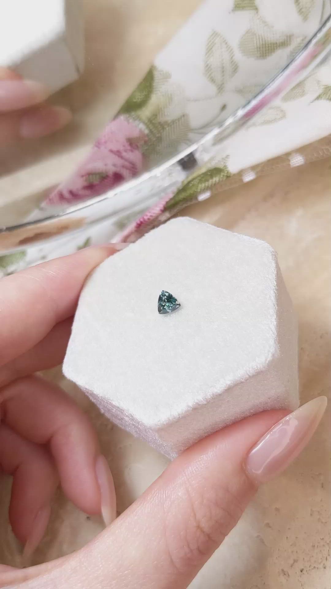 0.41 Ct. Bluish Green Sapphire from Montana Size Video