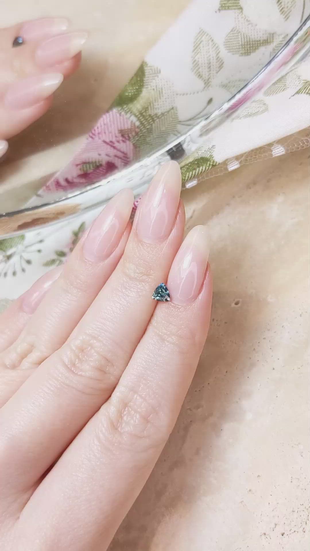 0.41 Ct. Bluish Green Sapphire from Montana Size Video