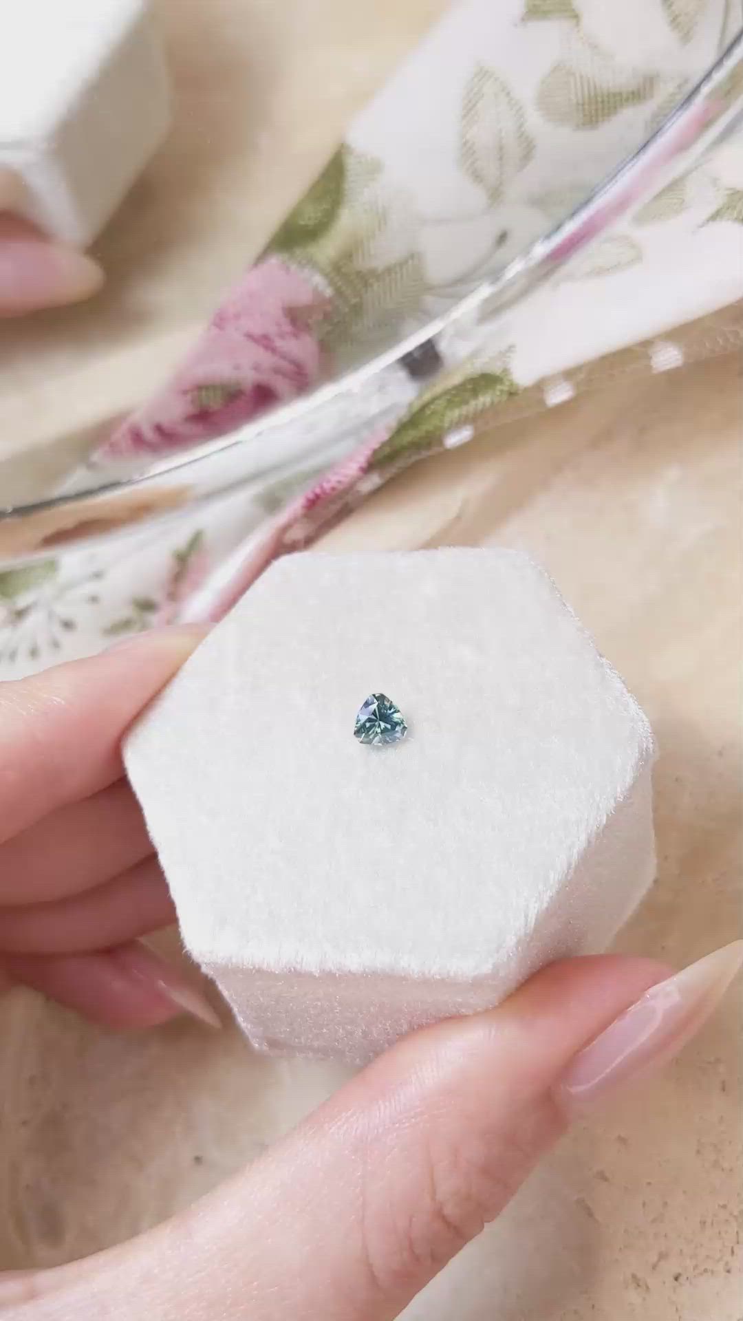 0.48 Ct. Bluish Green Sapphire from Montana Size Video