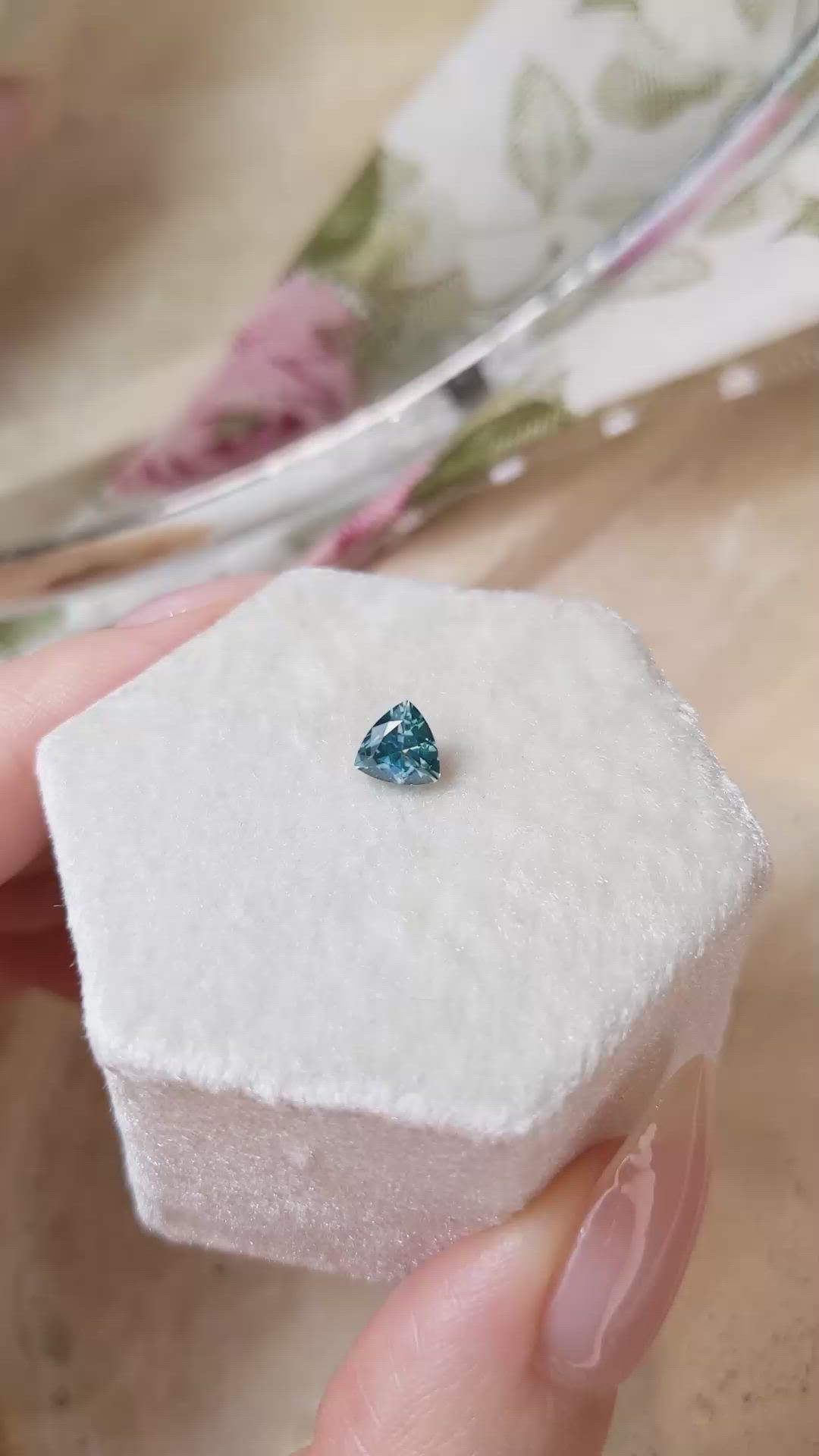 0.73 Ct. Greenish Blue Sapphire from Montana Size Video