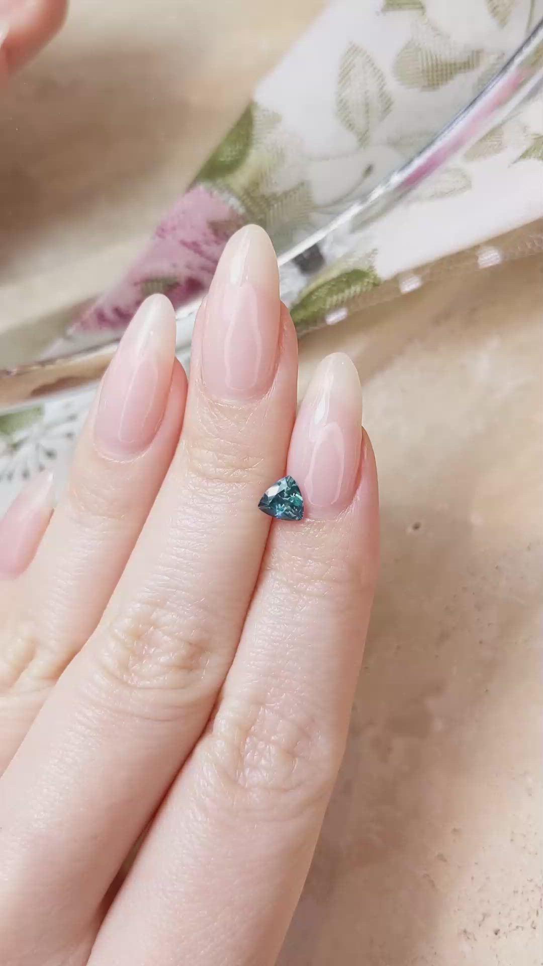 0.73 Ct. Greenish Blue Sapphire from Montana Size Video