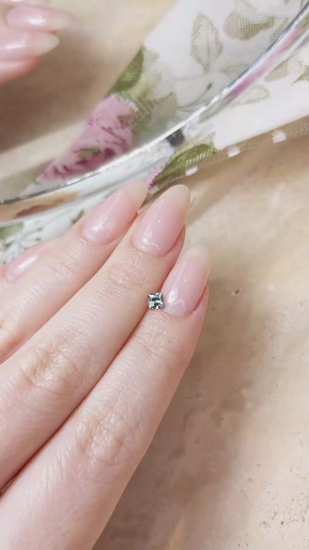 0.27 Ct. Bluish Green Sapphire from Montana Size Video