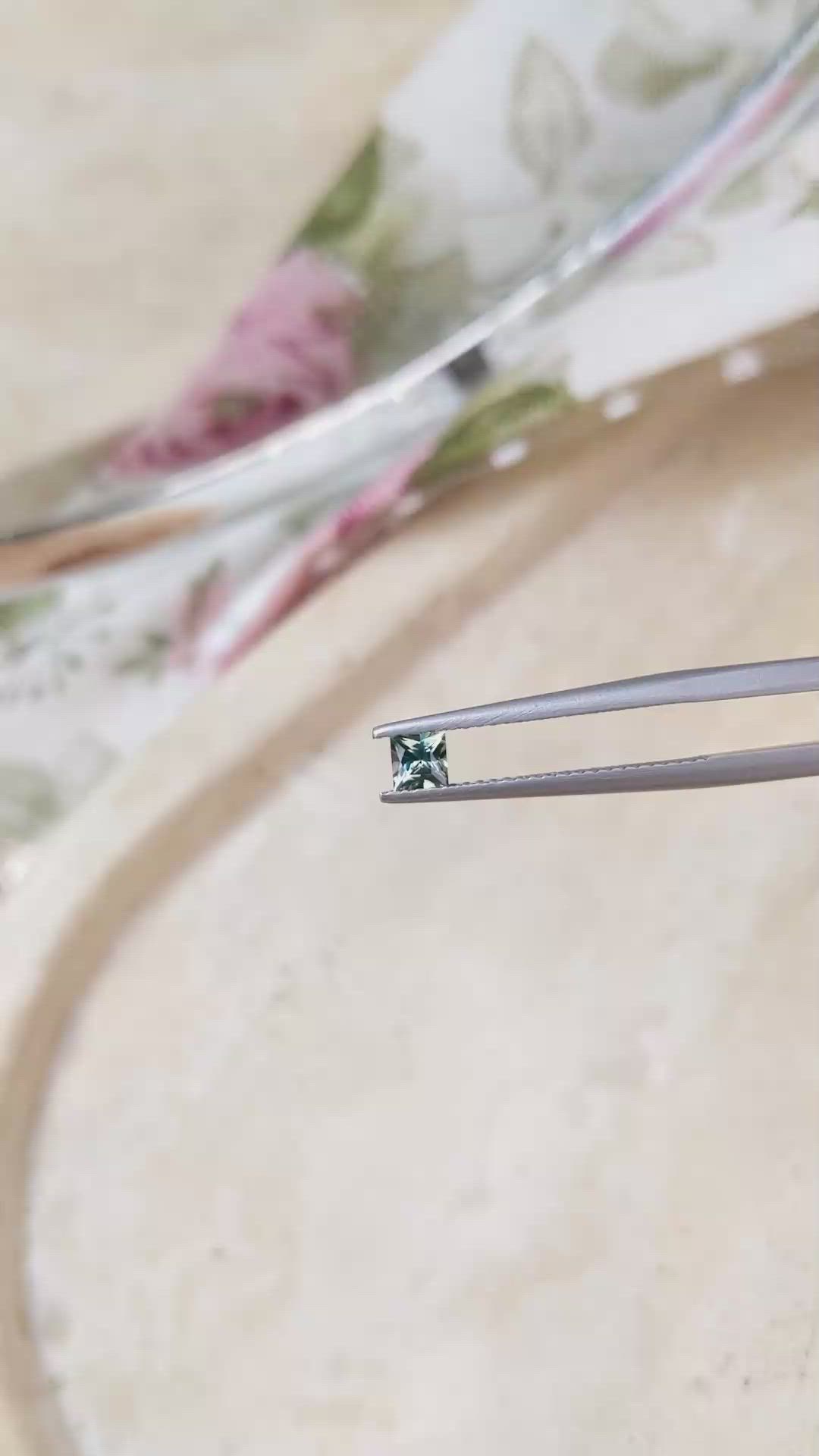 0.27 Ct. Bluish Green Sapphire from Montana Size Video