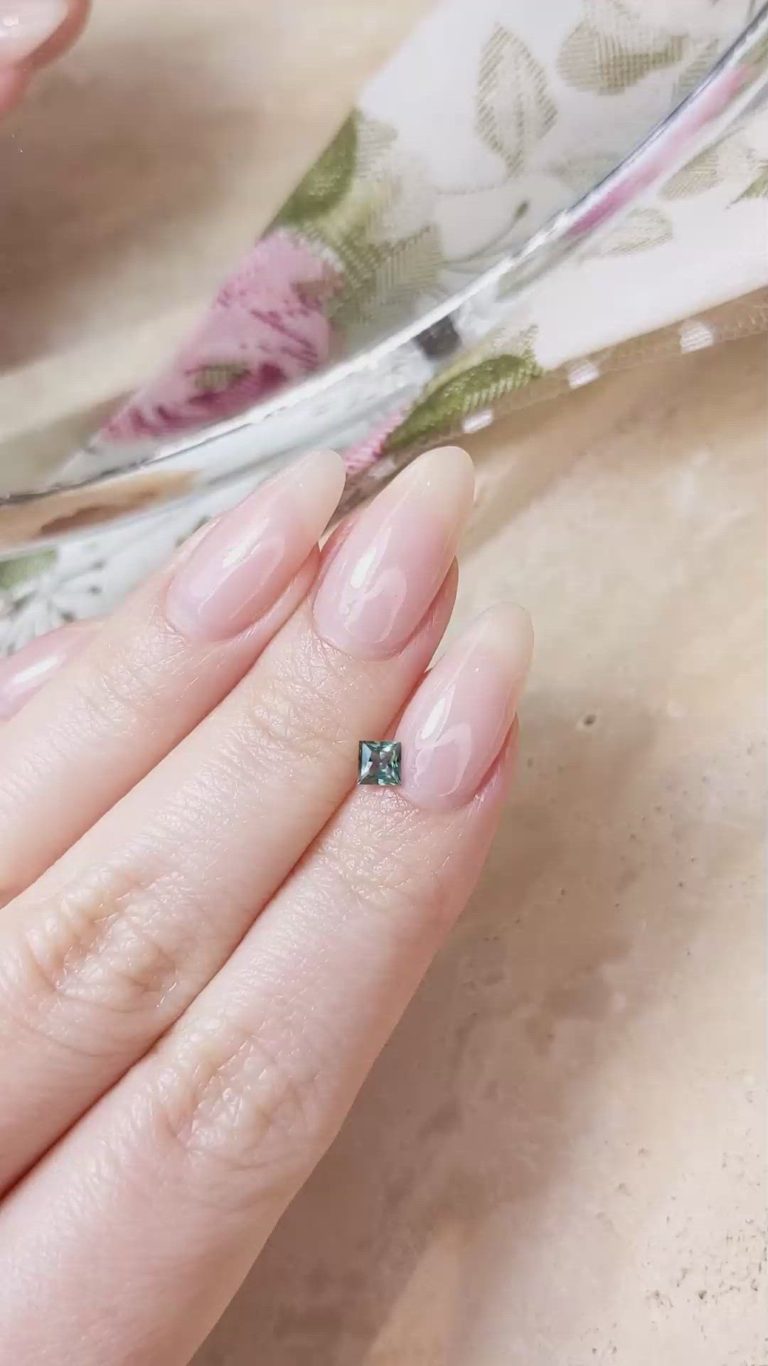 0.35 Ct. Bluish Green Sapphire from Montana Size Video