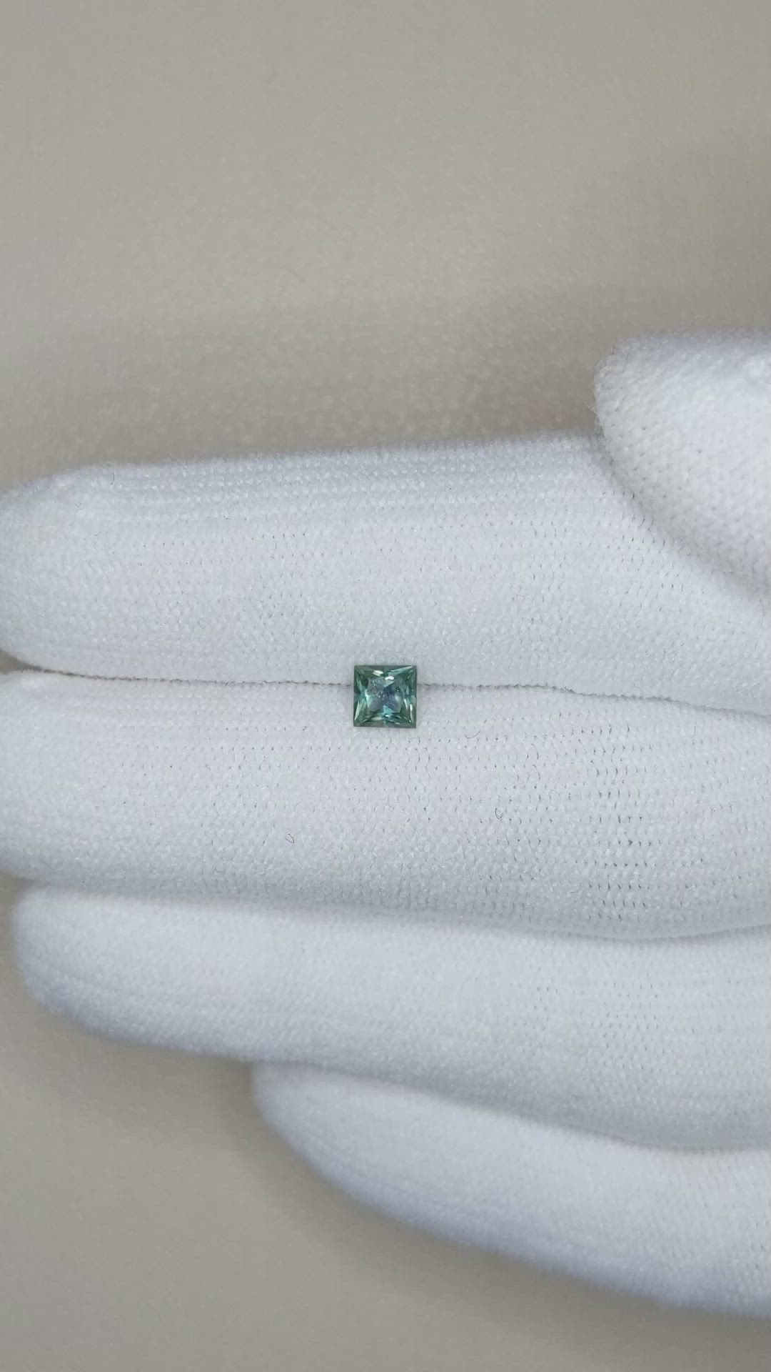 0.35 Ct. Bluish Green Sapphire from Montana Size Video