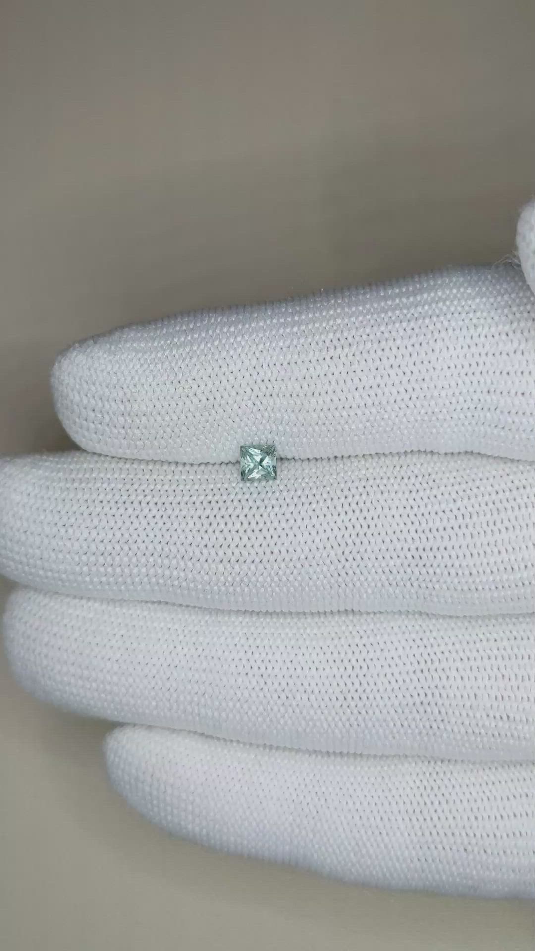 0.37 Ct. Greenish Blue Sapphire from Montana Size Video