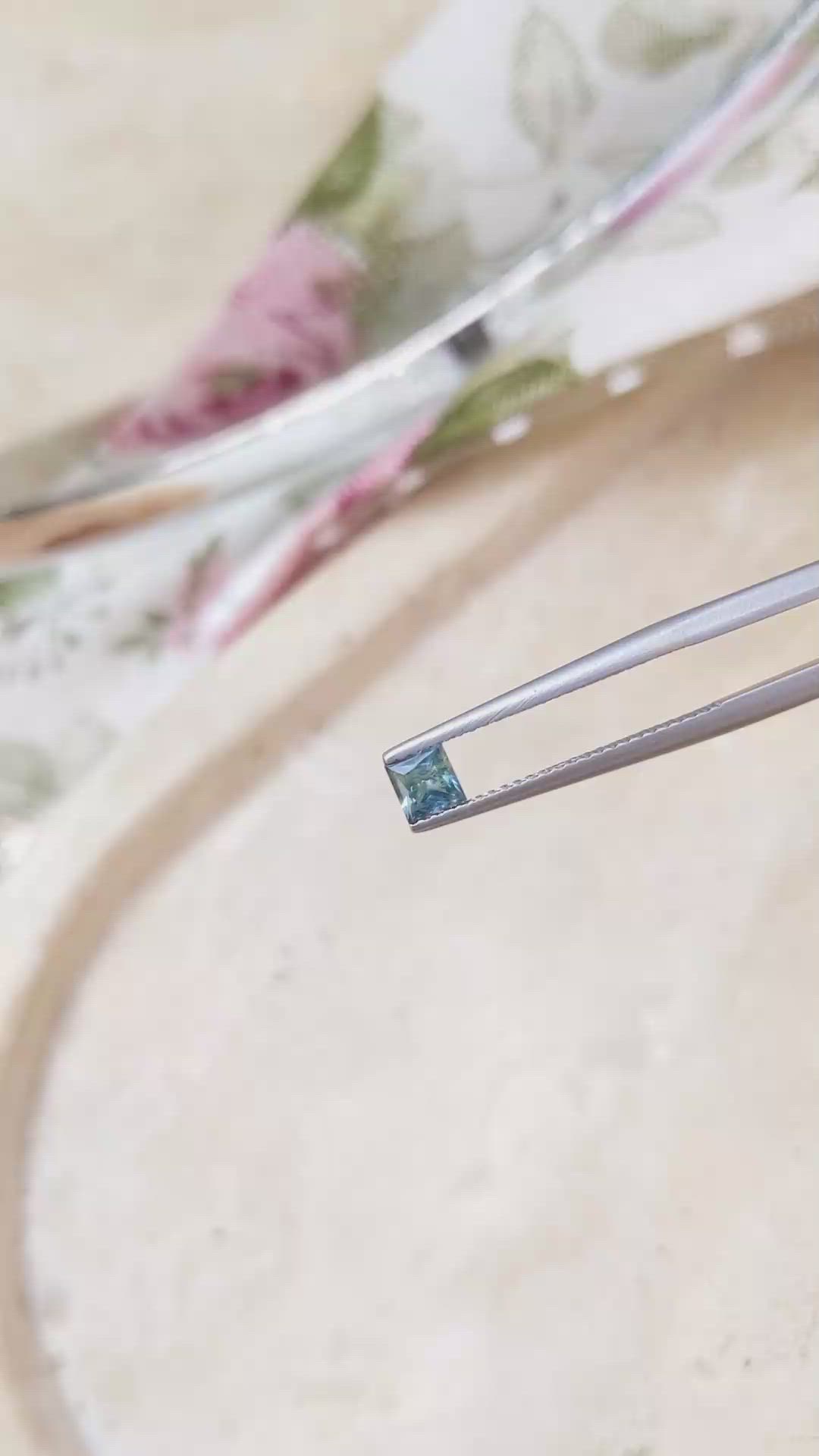 0.38 Ct. Greenish Blue Sapphire from Montana Size Video