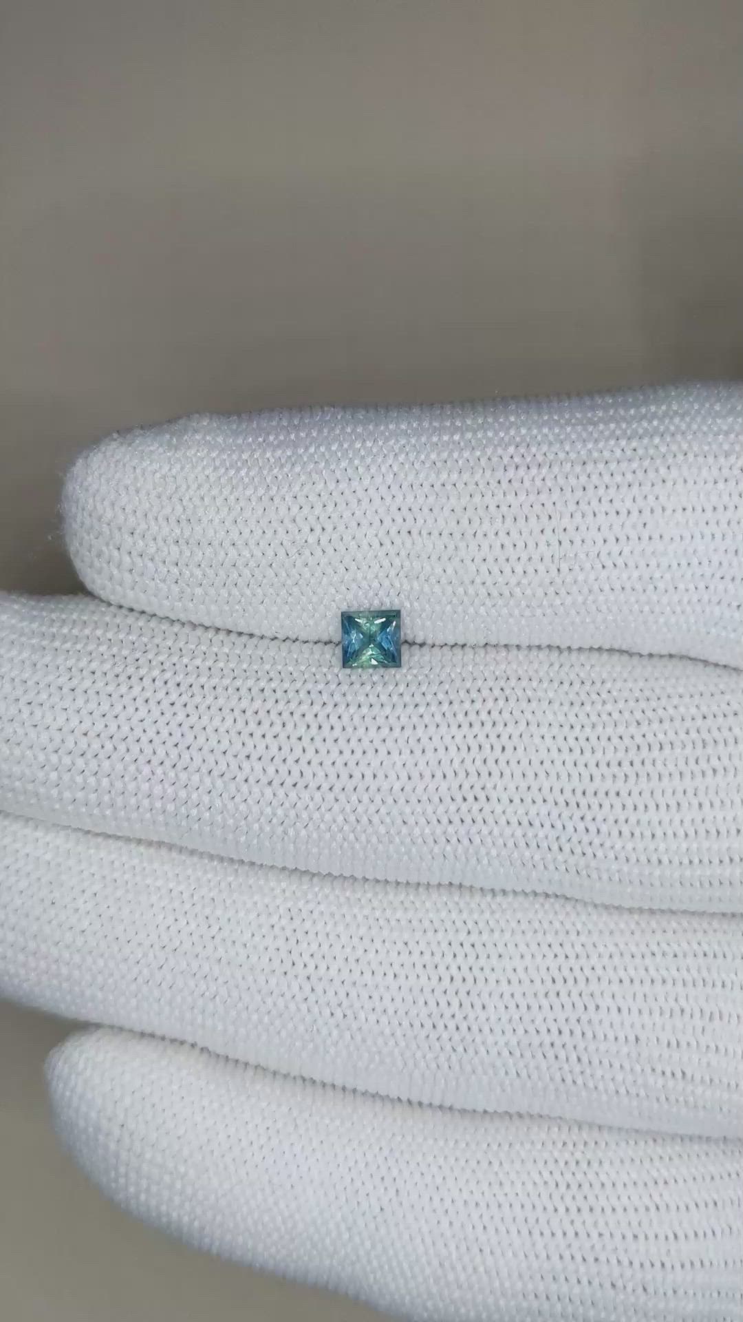 0.38 Ct. Greenish Blue Sapphire from Montana Size Video