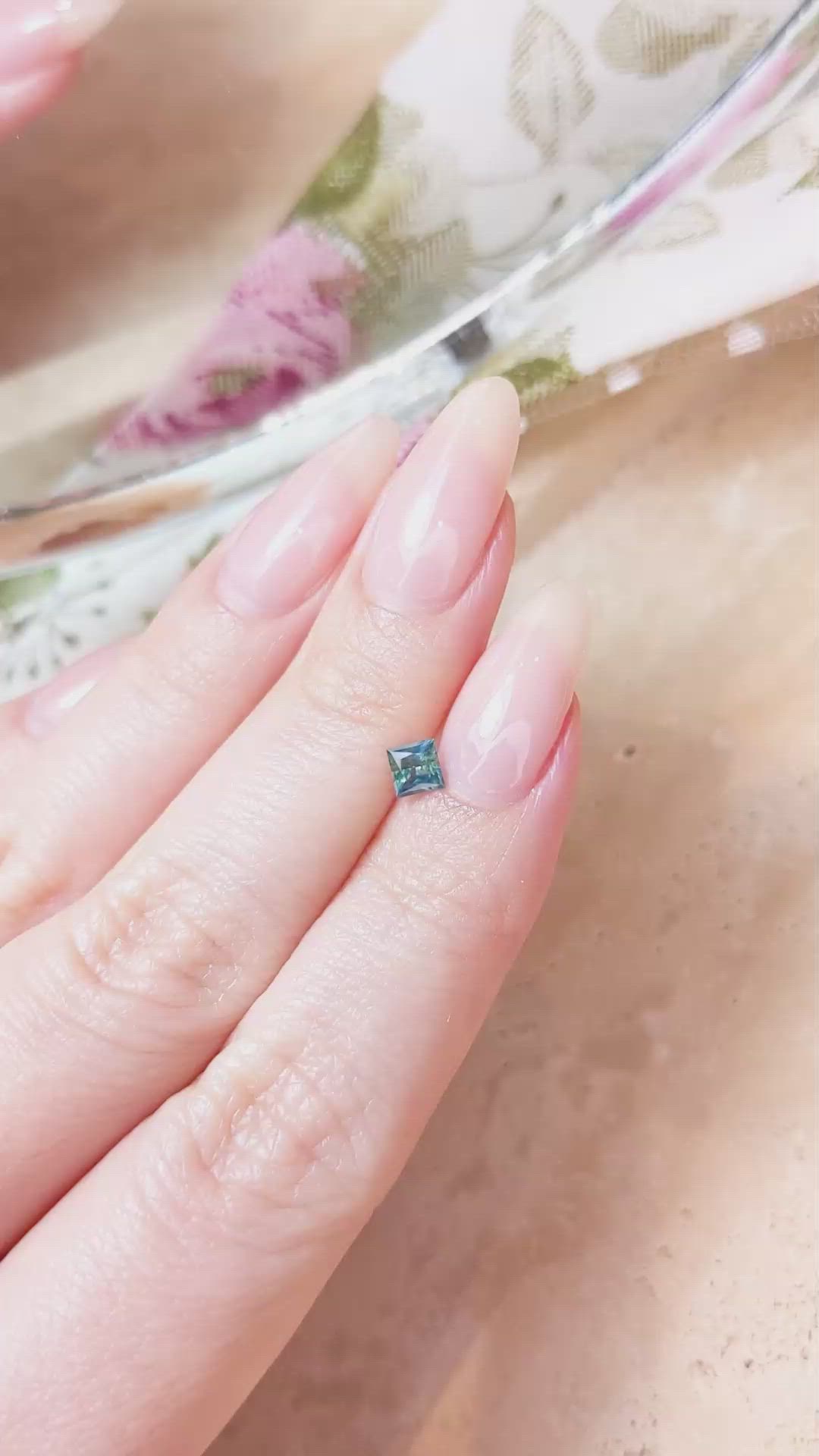 0.38 Ct. Greenish Blue Sapphire from Montana Size Video