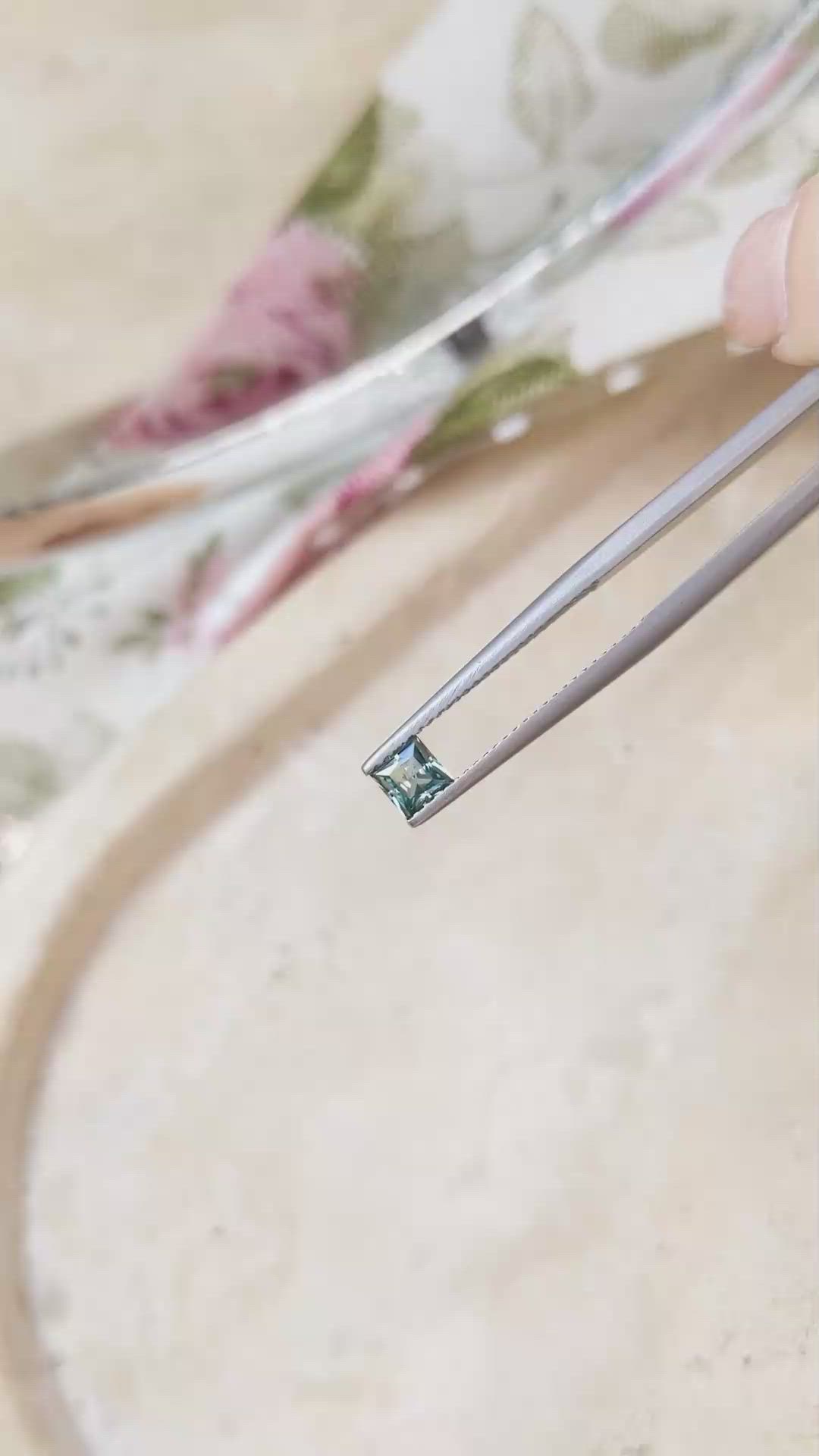 0.38 Ct. Bluish Green Sapphire from Montana Size Video