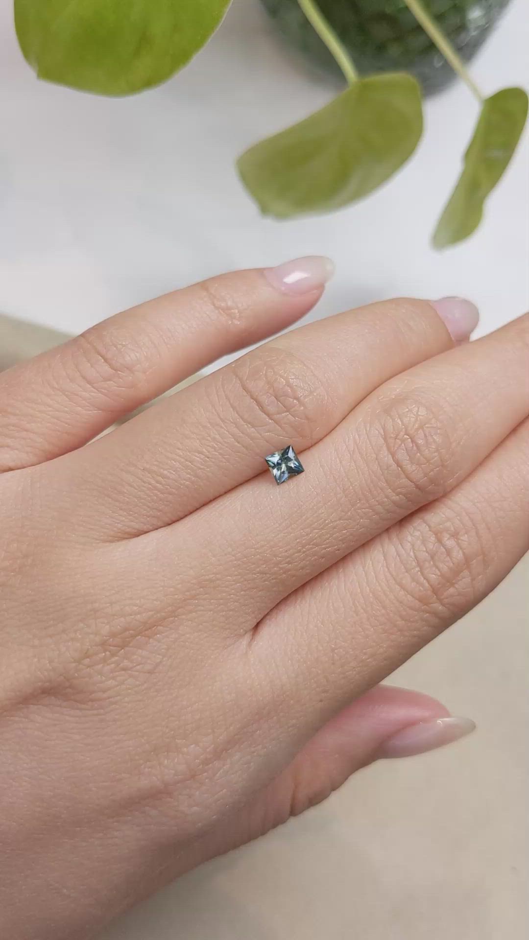 0.38 Ct. Greenish Blue Sapphire from Montana Size Video