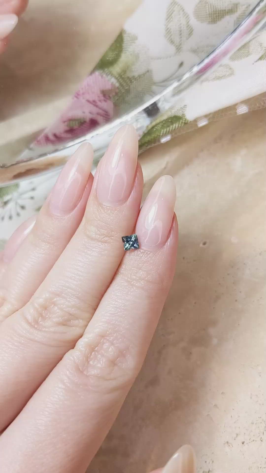 0.39 Ct. Greenish Blue Sapphire from Montana Size Video