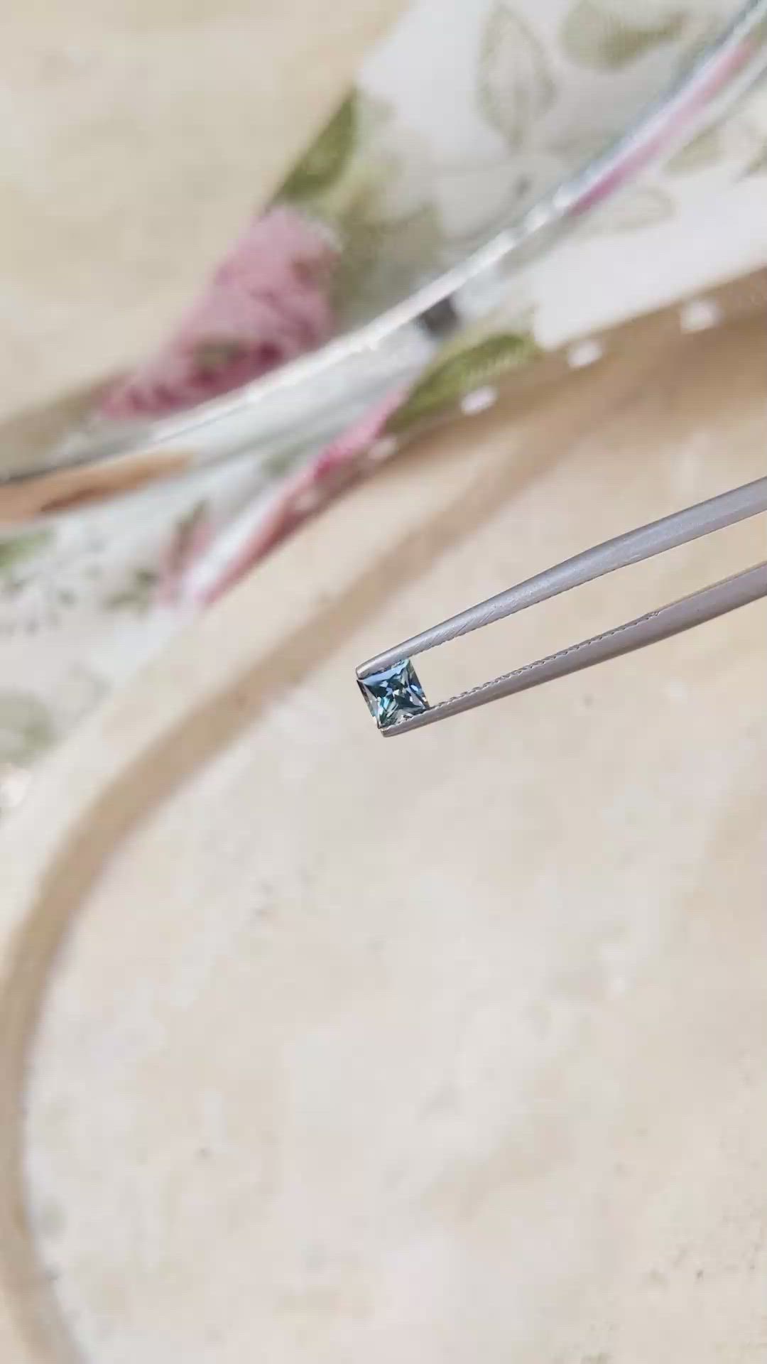 0.39 Ct. Greenish Blue Sapphire from Montana Size Video