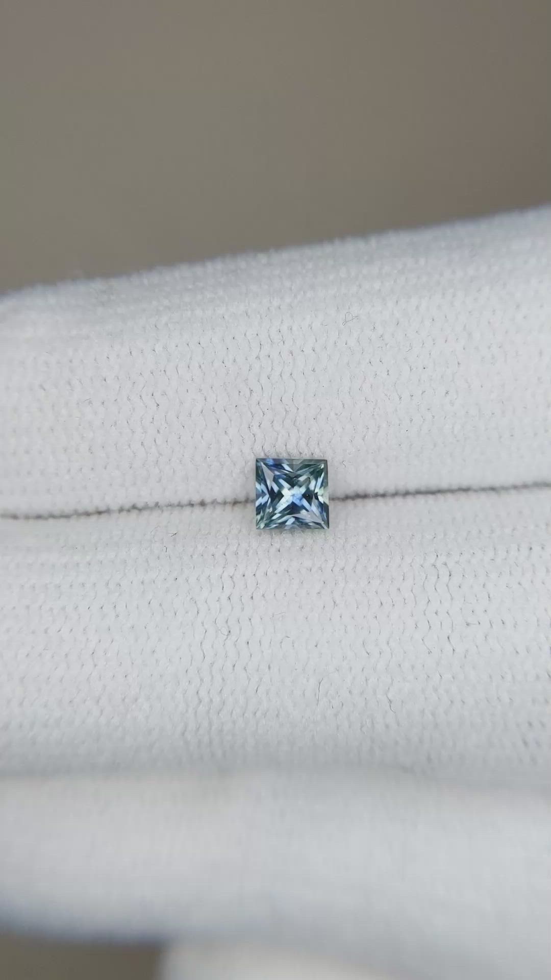 0.39 Ct. Greenish Blue Sapphire from Montana Size Video