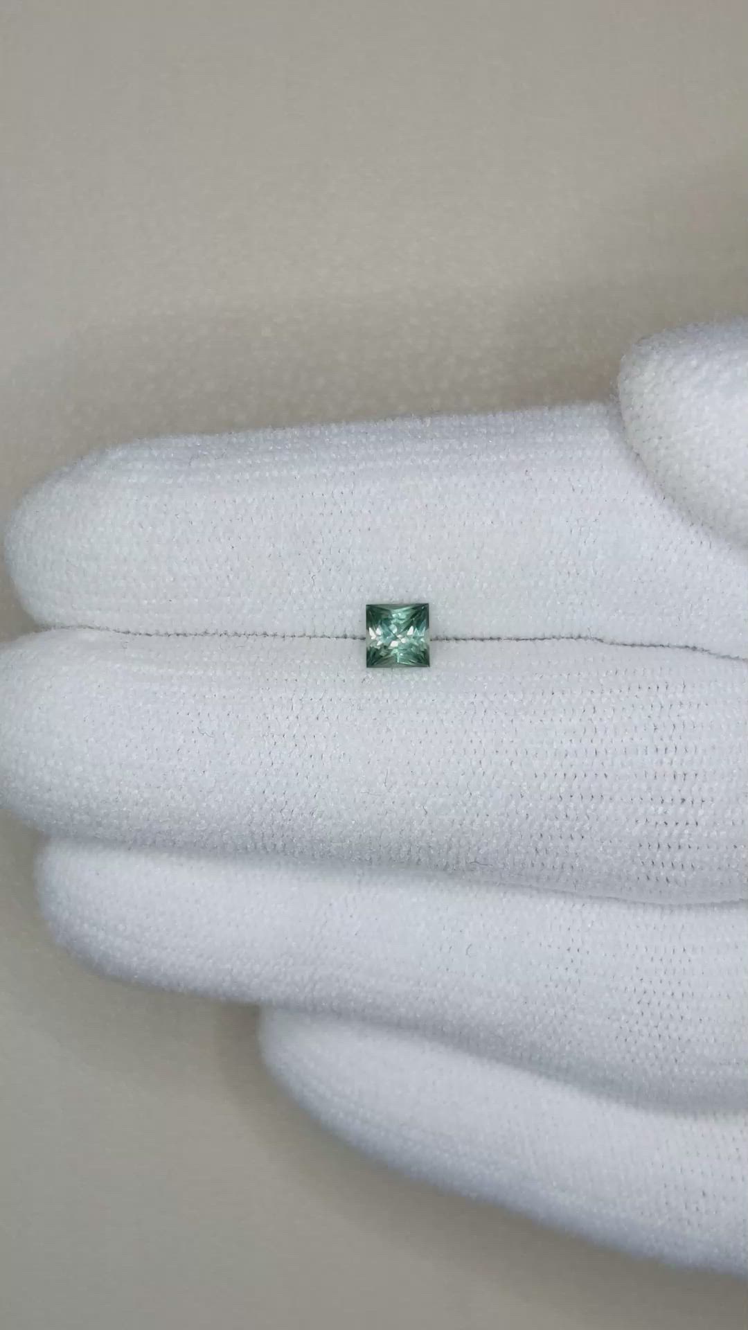 0.39 Ct. Bluish Green Sapphire from Montana Size Video