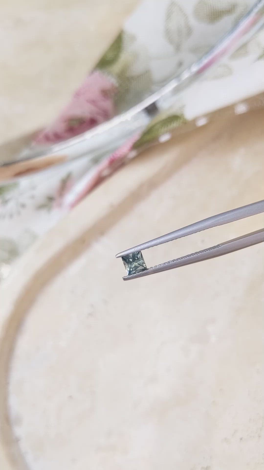 0.39 Ct. Bluish Green Sapphire from Montana Size Video