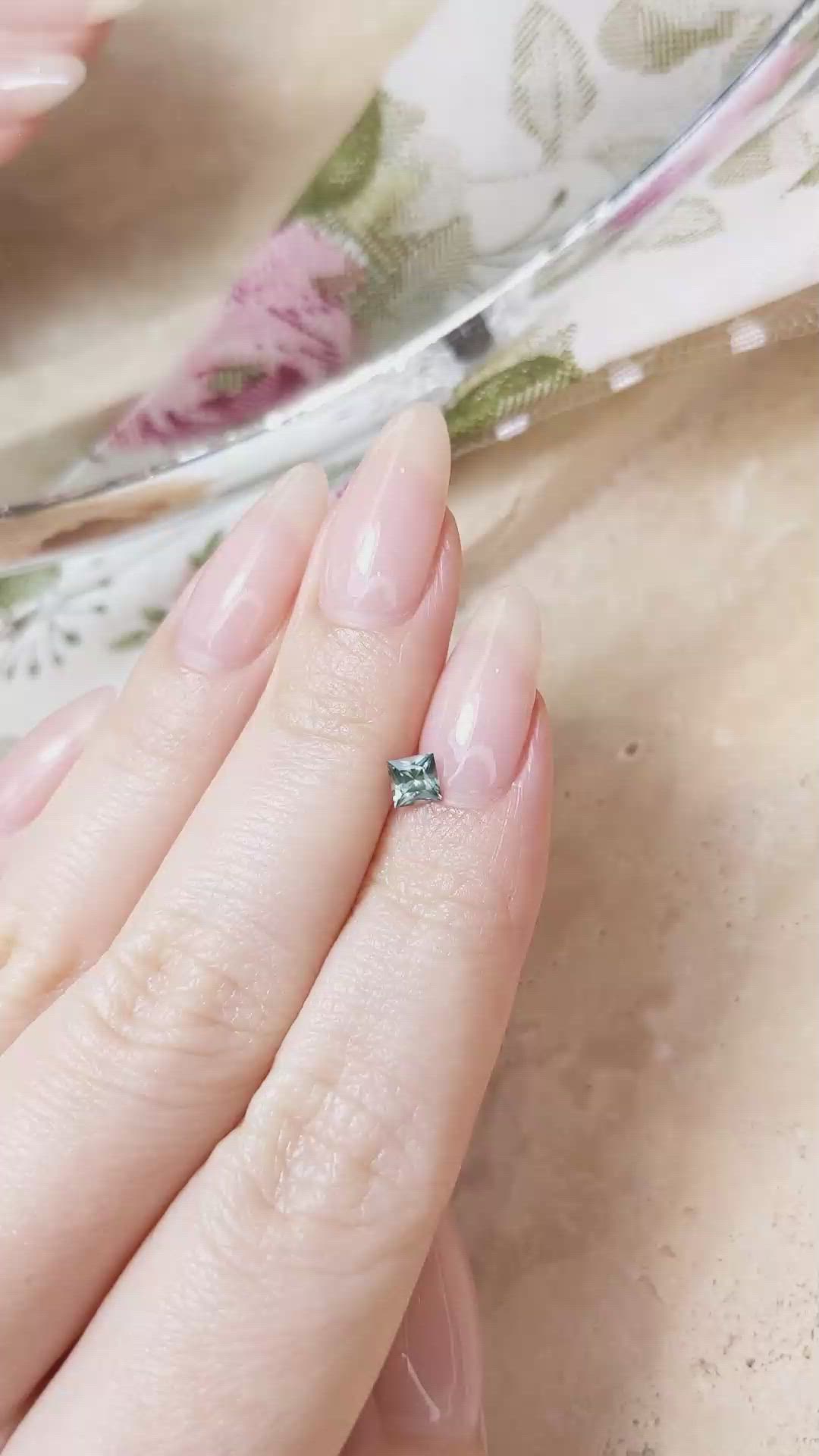0.39 Ct. Bluish Green Sapphire from Montana Size Video