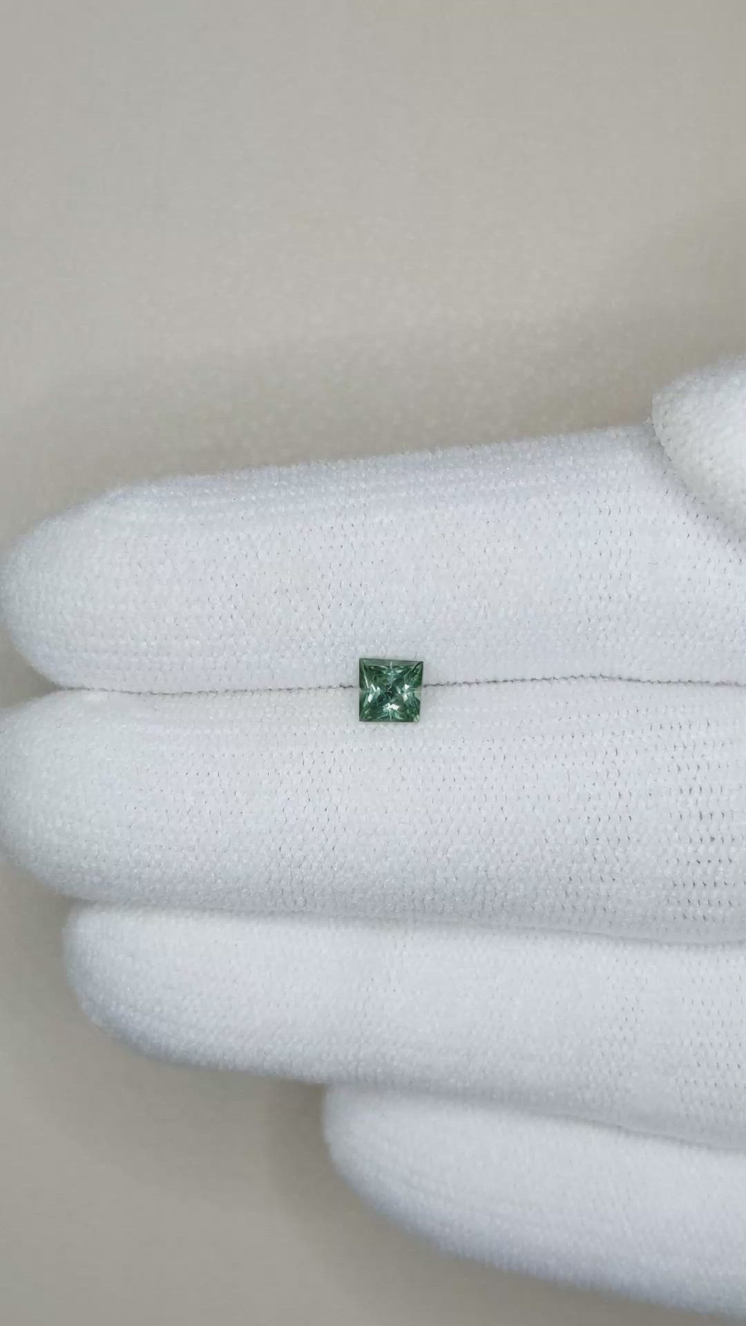 0.41 Ct. Bluish Green Sapphire from Montana Size Video