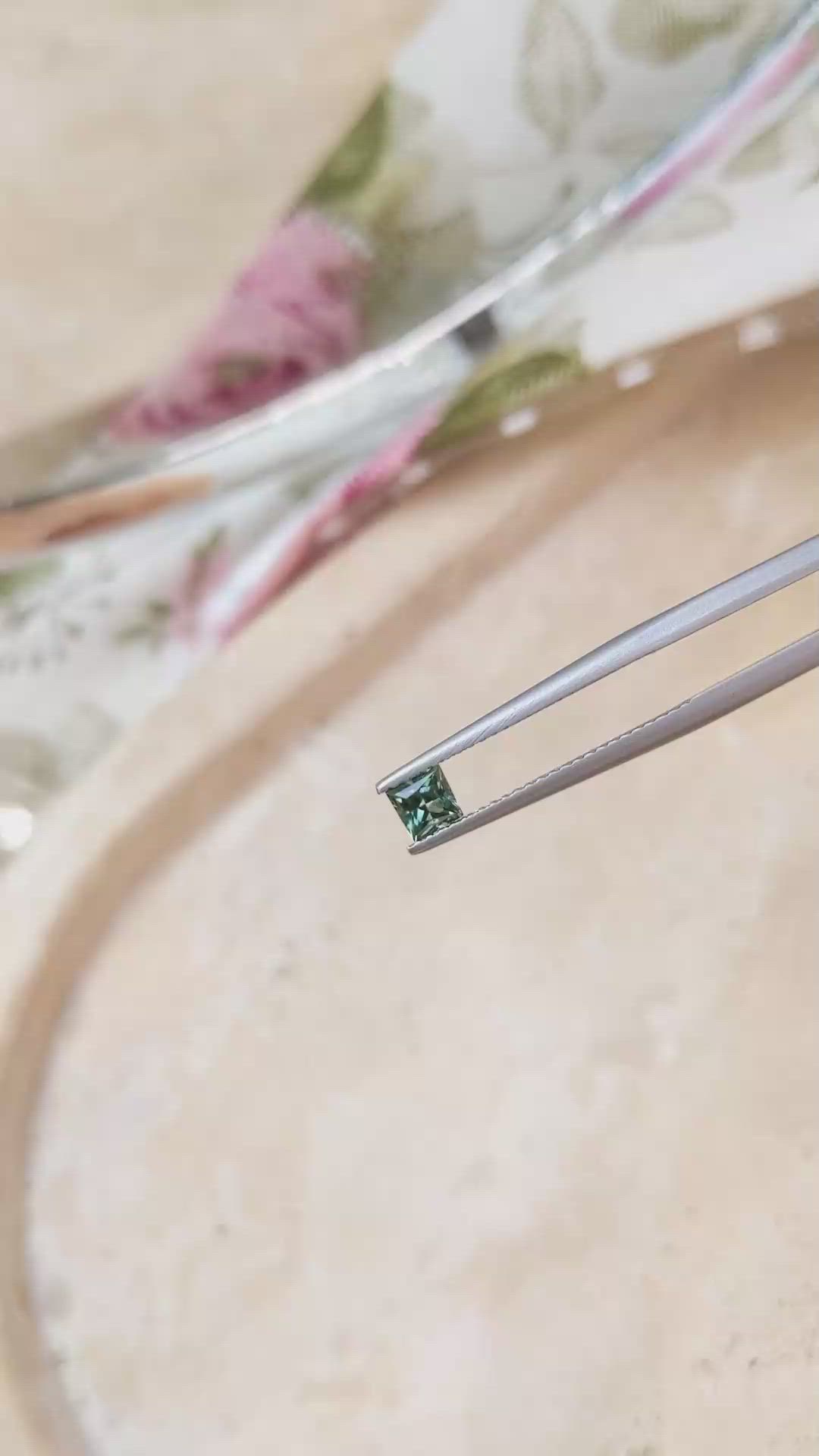 0.41 Ct. Bluish Green Sapphire from Montana Size Video