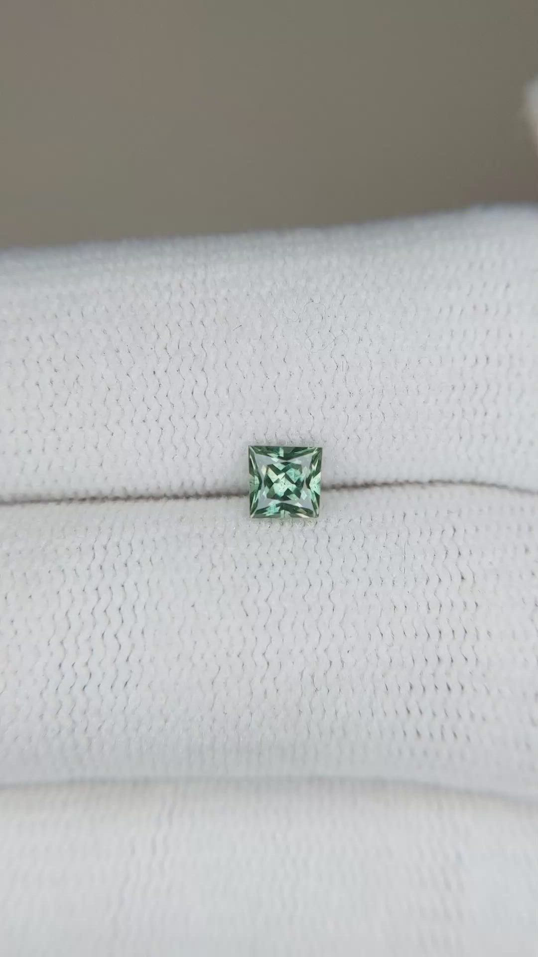 0.41 Ct. Bluish Green Sapphire from Montana Size Video