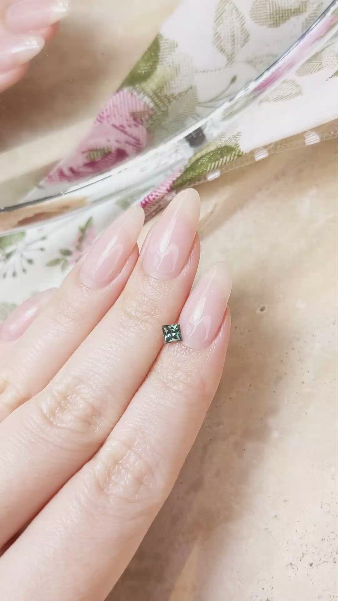 0.41 Ct. Bluish Green Sapphire from Montana Size Video