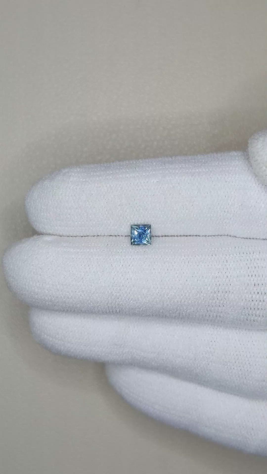 0.42 Ct. Greenish Blue Sapphire from Ceylon (Sri Lanka) Size Video