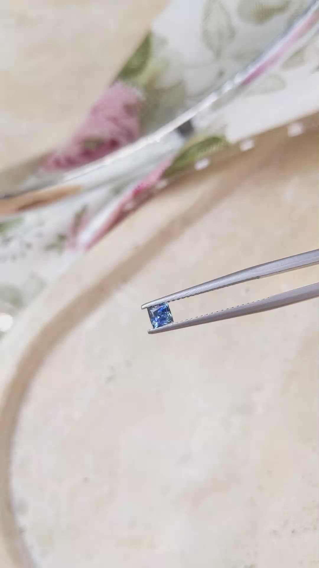 0.42 Ct. Greenish Blue Sapphire from Ceylon (Sri Lanka) Size Video