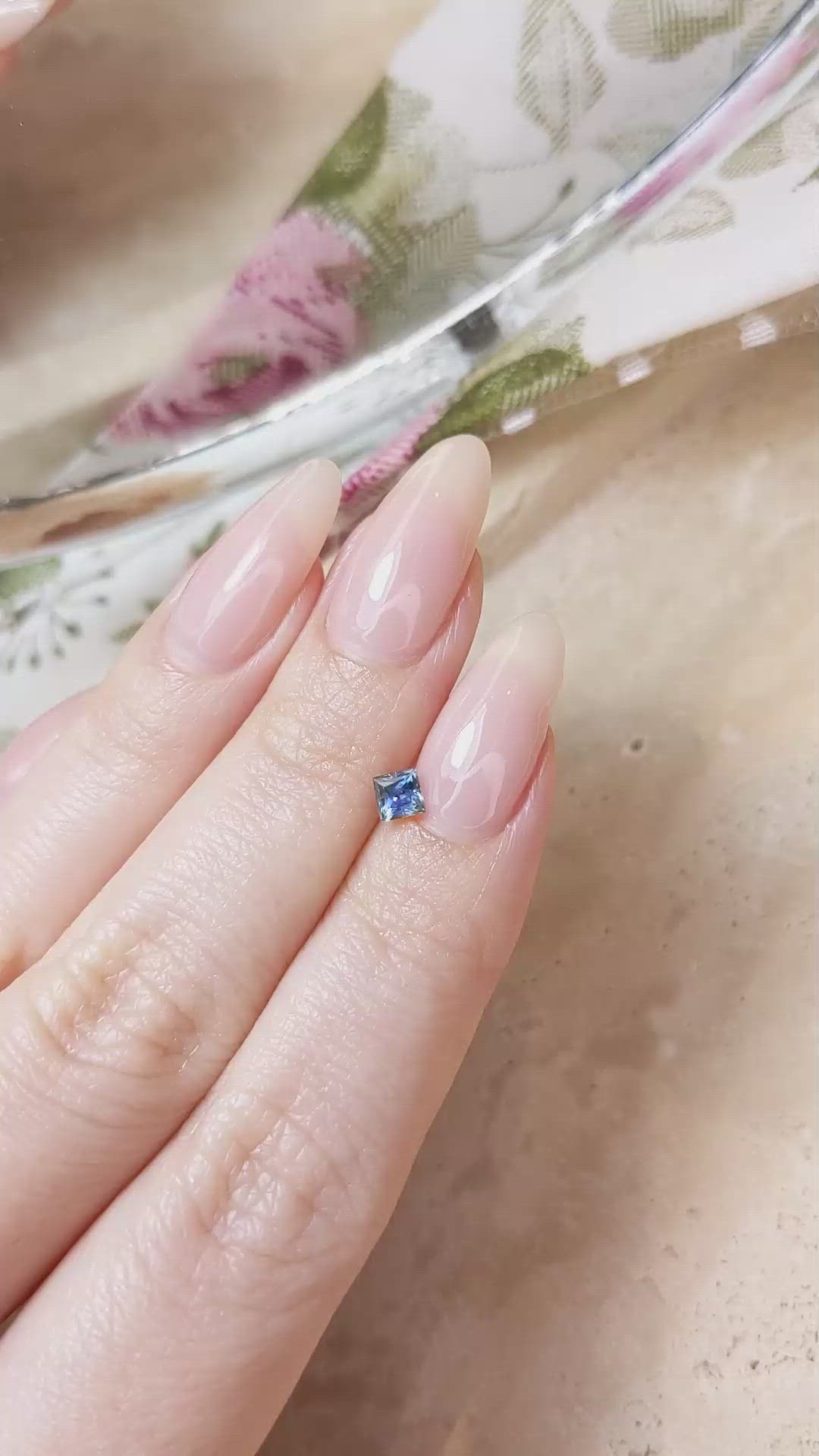 0.42 Ct. Greenish Blue Sapphire from Ceylon (Sri Lanka) Size Video