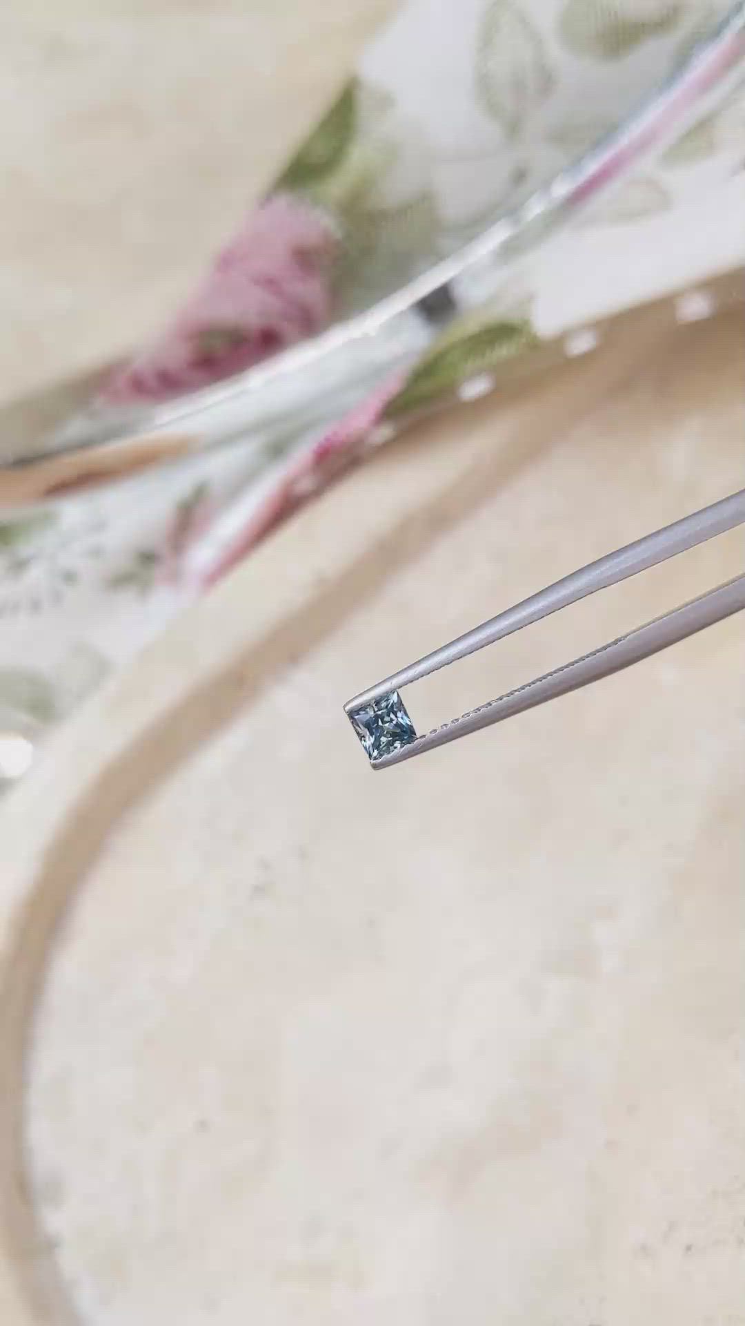 0.42 Ct. Greenish Blue Sapphire from Montana Size Video