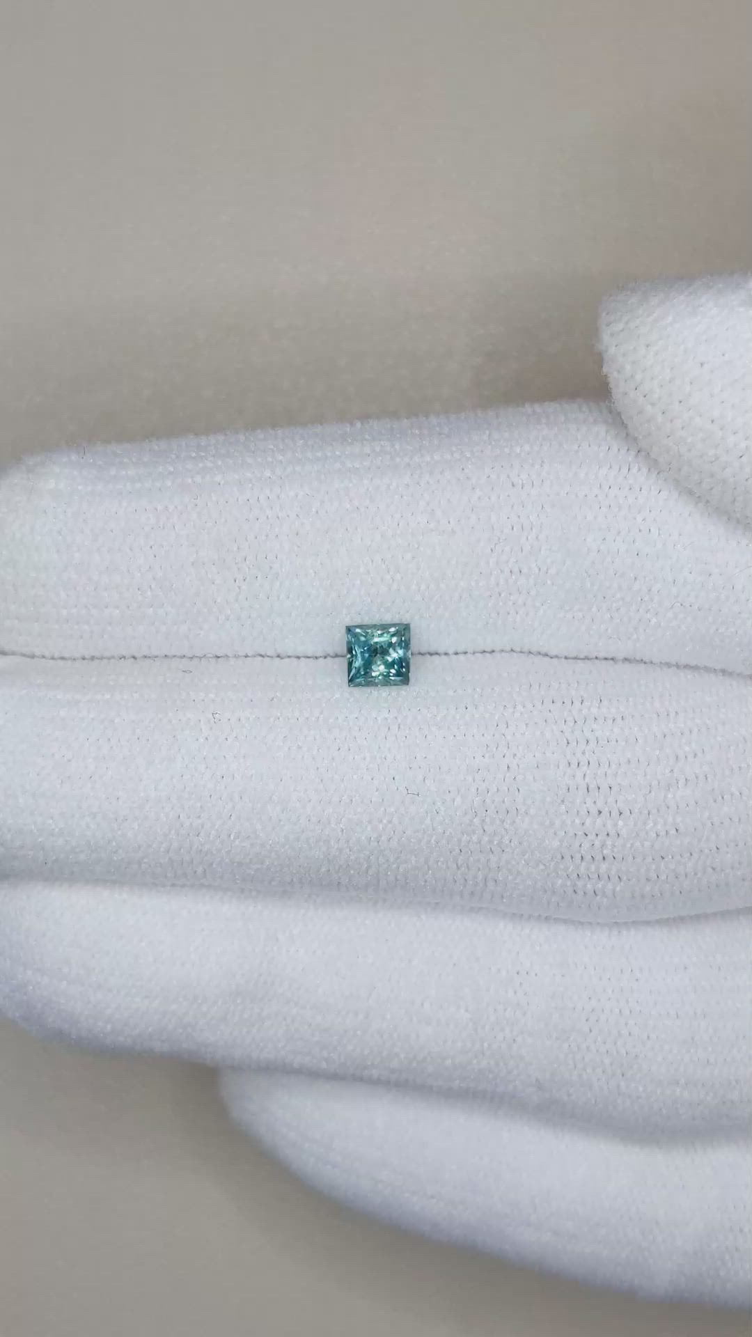 0.42 Ct. Greenish Blue Sapphire from Montana Size Video