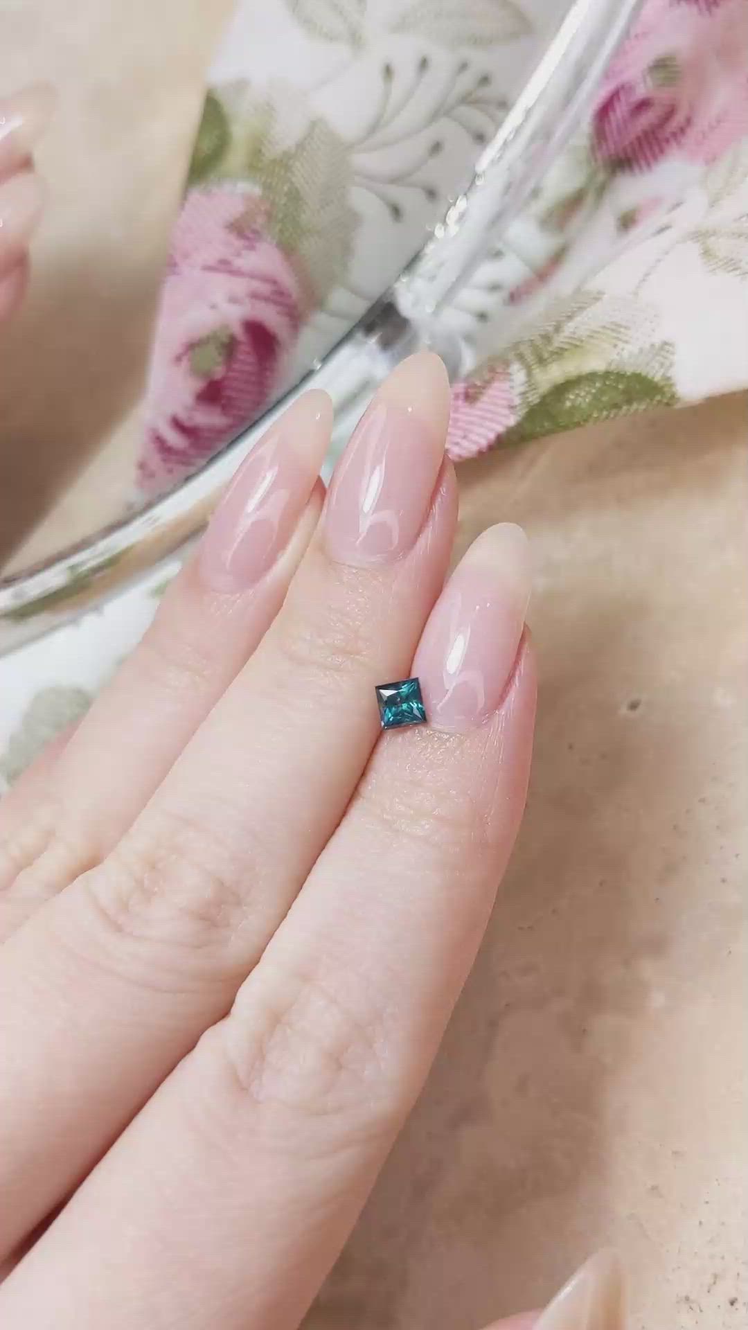 0.46 Ct. Greenish Blue Sapphire from Ceylon (Sri Lanka) Size Video