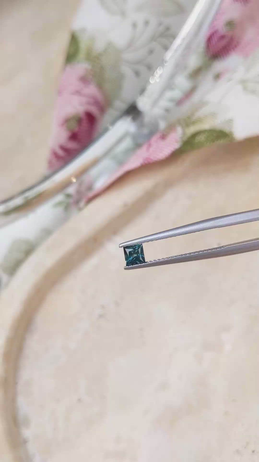 0.46 Ct. Greenish Blue Sapphire from Ceylon (Sri Lanka) Size Video