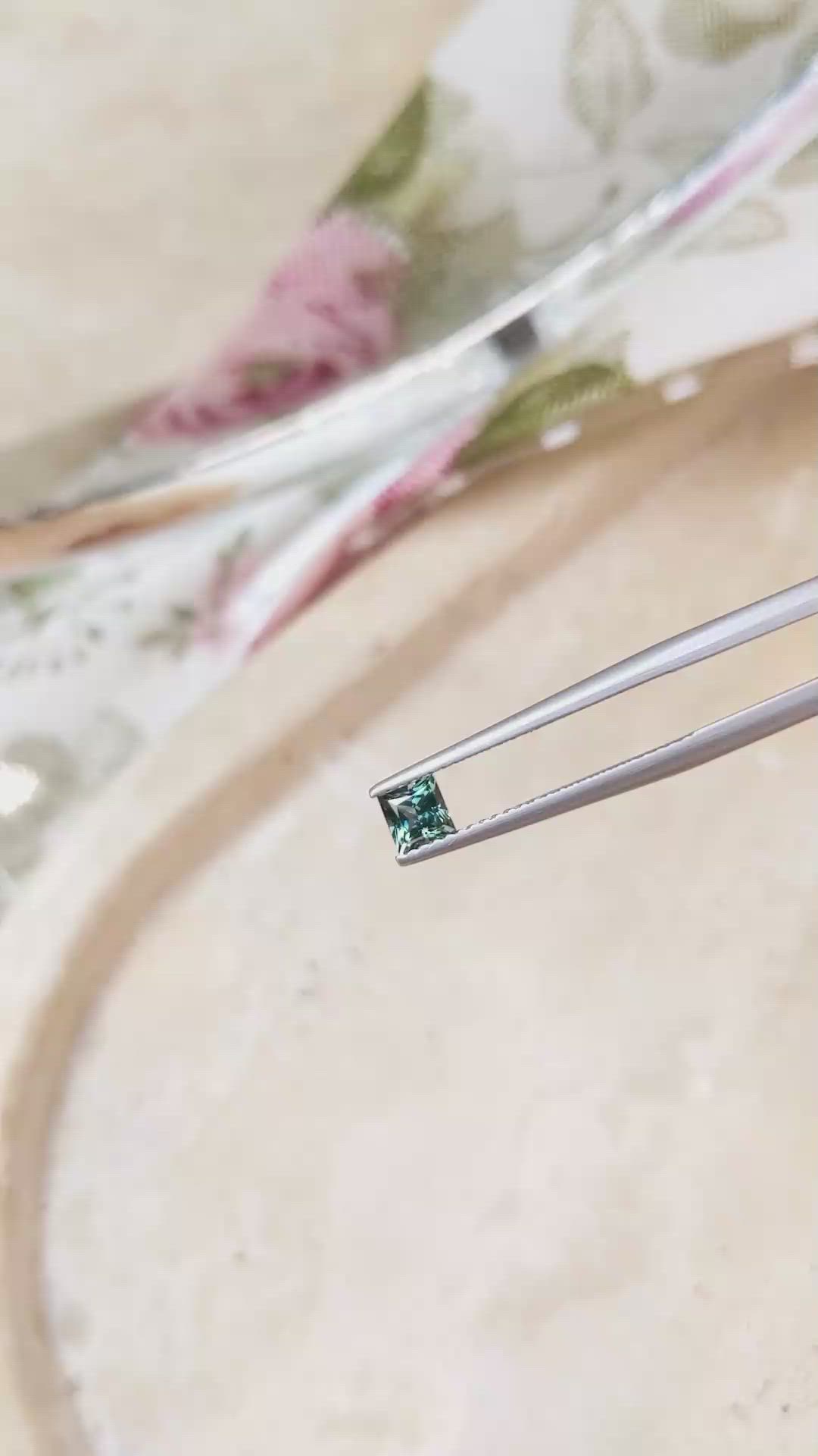 0.46 Ct. Bluish Green Sapphire from Montana Size Video