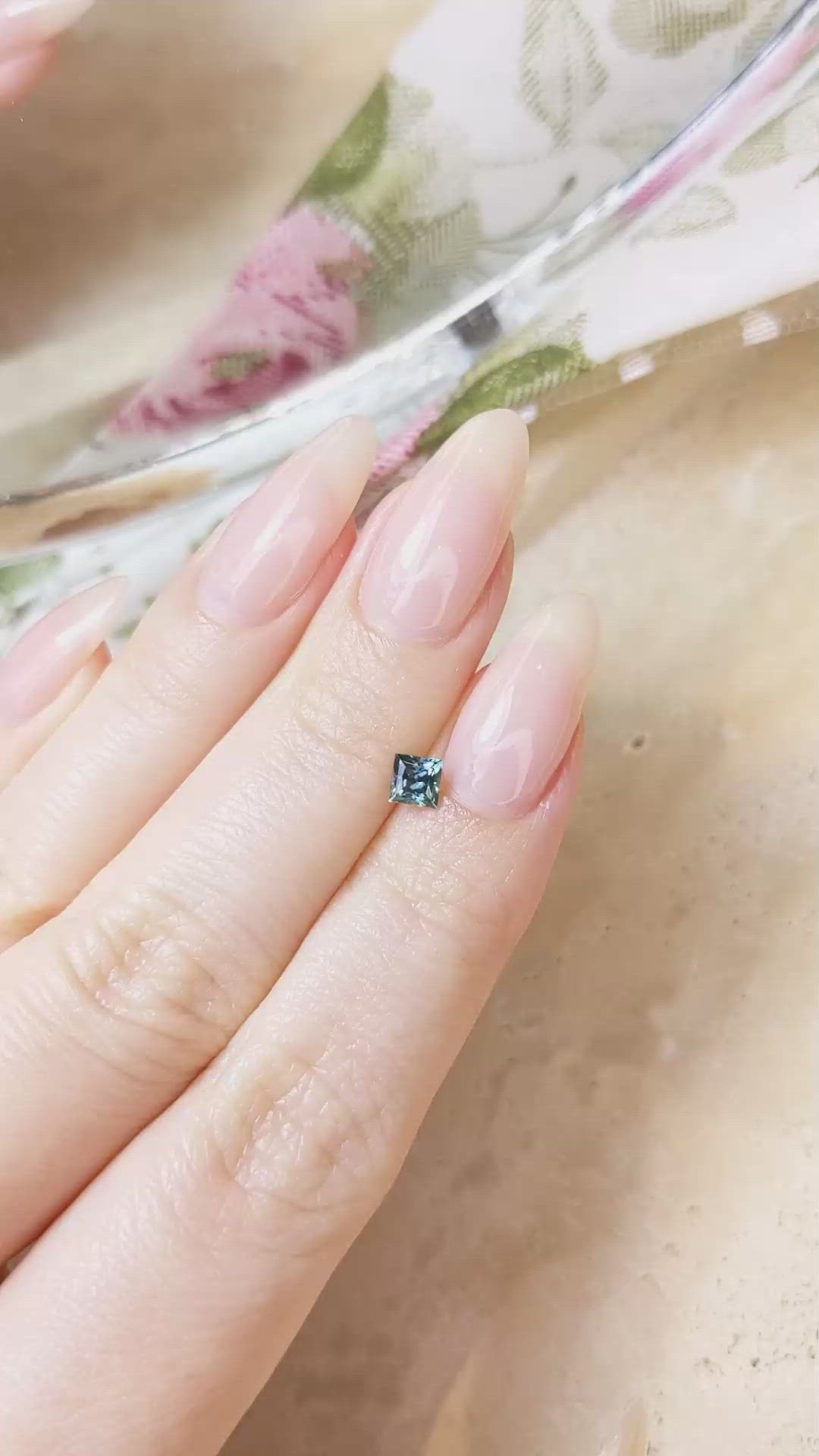 0.46 Ct. Bluish Green Sapphire from Montana Size Video
