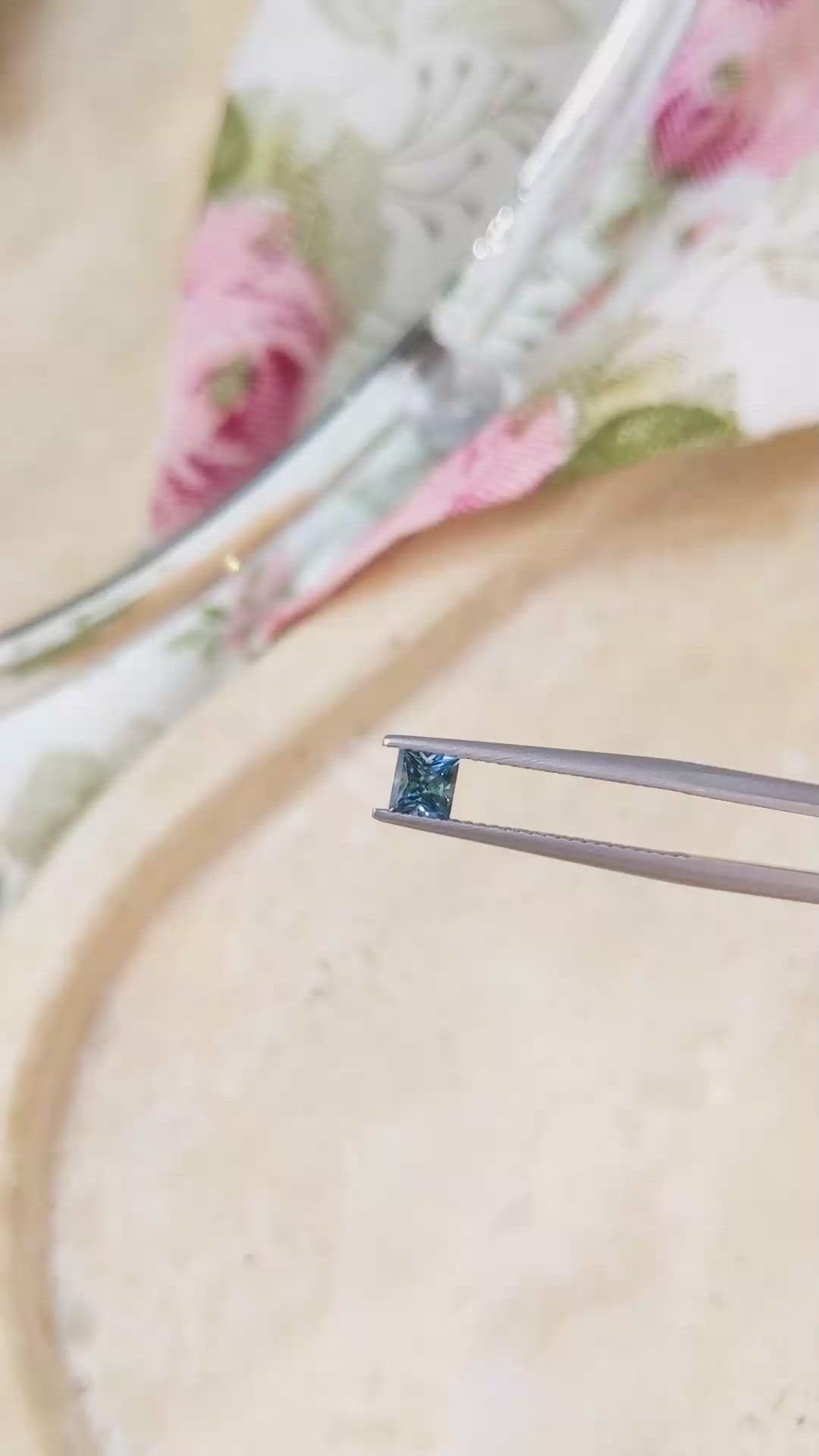 0.48 Ct. Bluish Green Sapphire from Montana Size Video