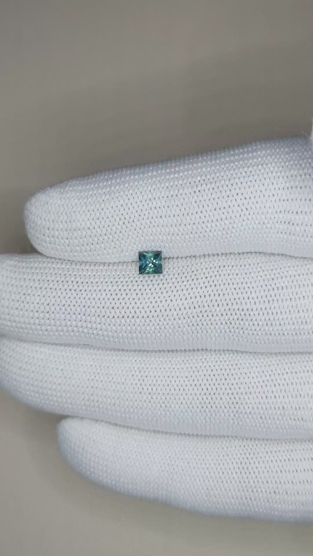 0.48 Ct. Bluish Green Sapphire from Montana Size Video